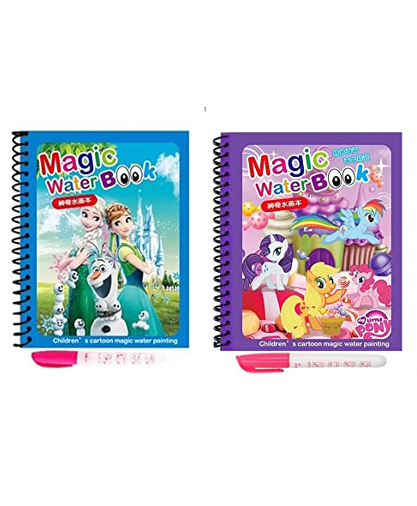 PLUSPOINT Magic Water Quick Dry Water Coloring Book Doodle with Magic Pen Painting Board Pack of 2 - English (Print May Vary)-image-7