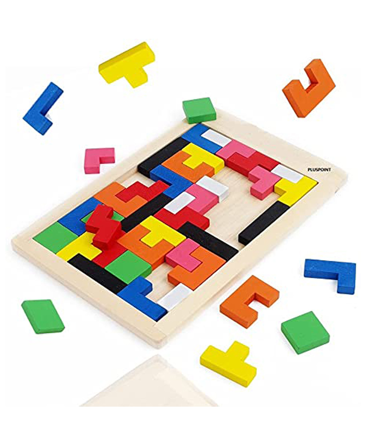 Pluspoint Russian Tangram Colorful Brain Teasers Wooden Jigsaw Puzzles Toy Multicolour - 40 Pieces-image-36