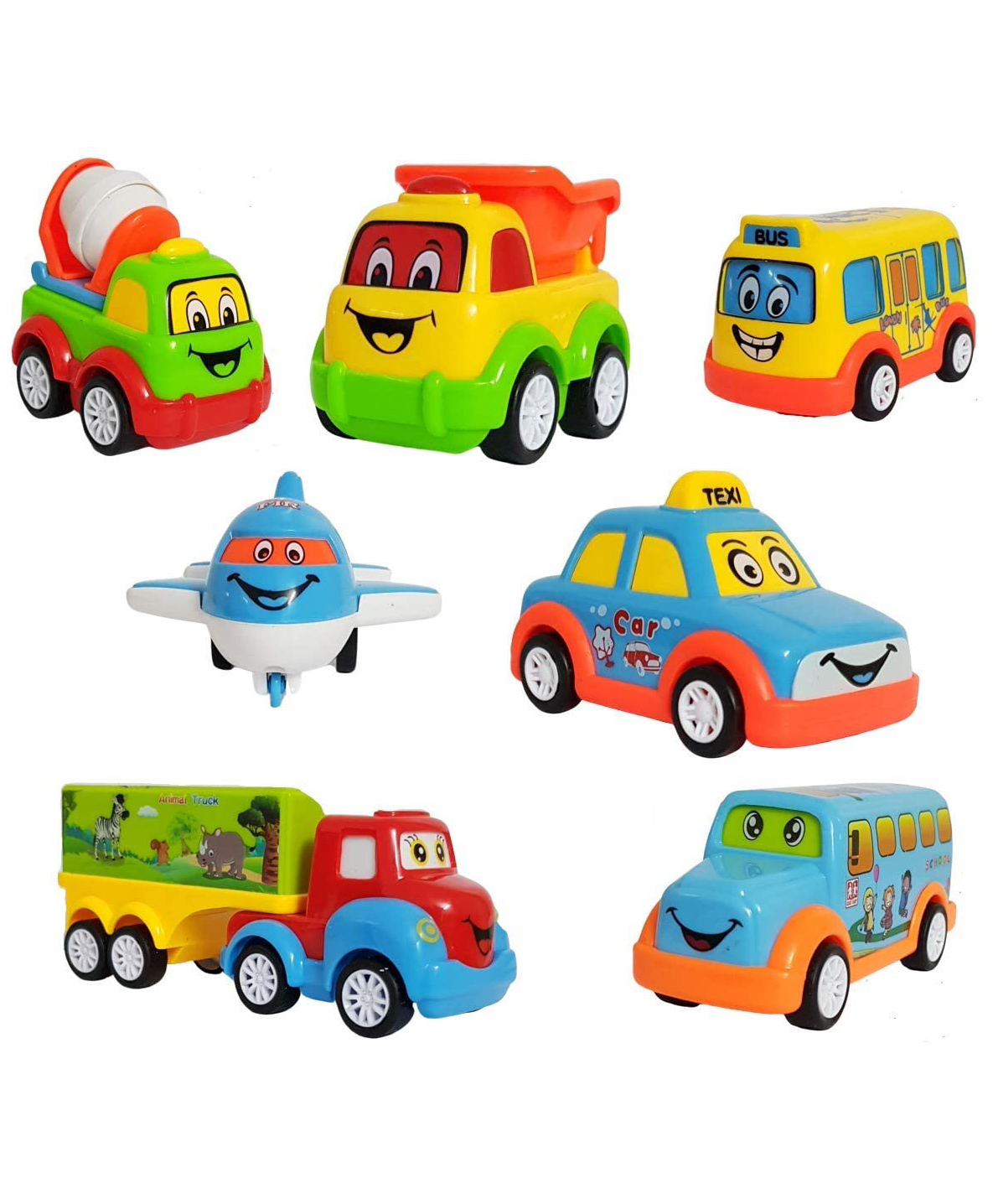 PLUSPOINT Colourful Push & Go Friction Powered Toy Cars Set Pack of 7 - Multicolour-picture-27