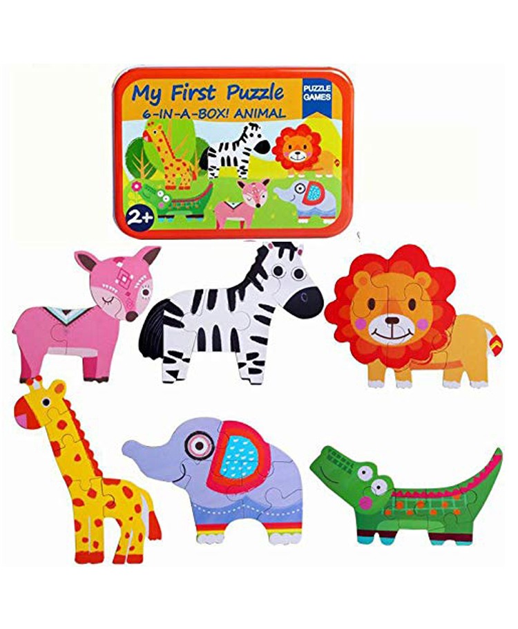 PLUSPOINT 6-in-1 Toddler Fun Cartoon Jigsaw Early Educational Toy Puzzle Game Box Animals - color may vary-picture-12