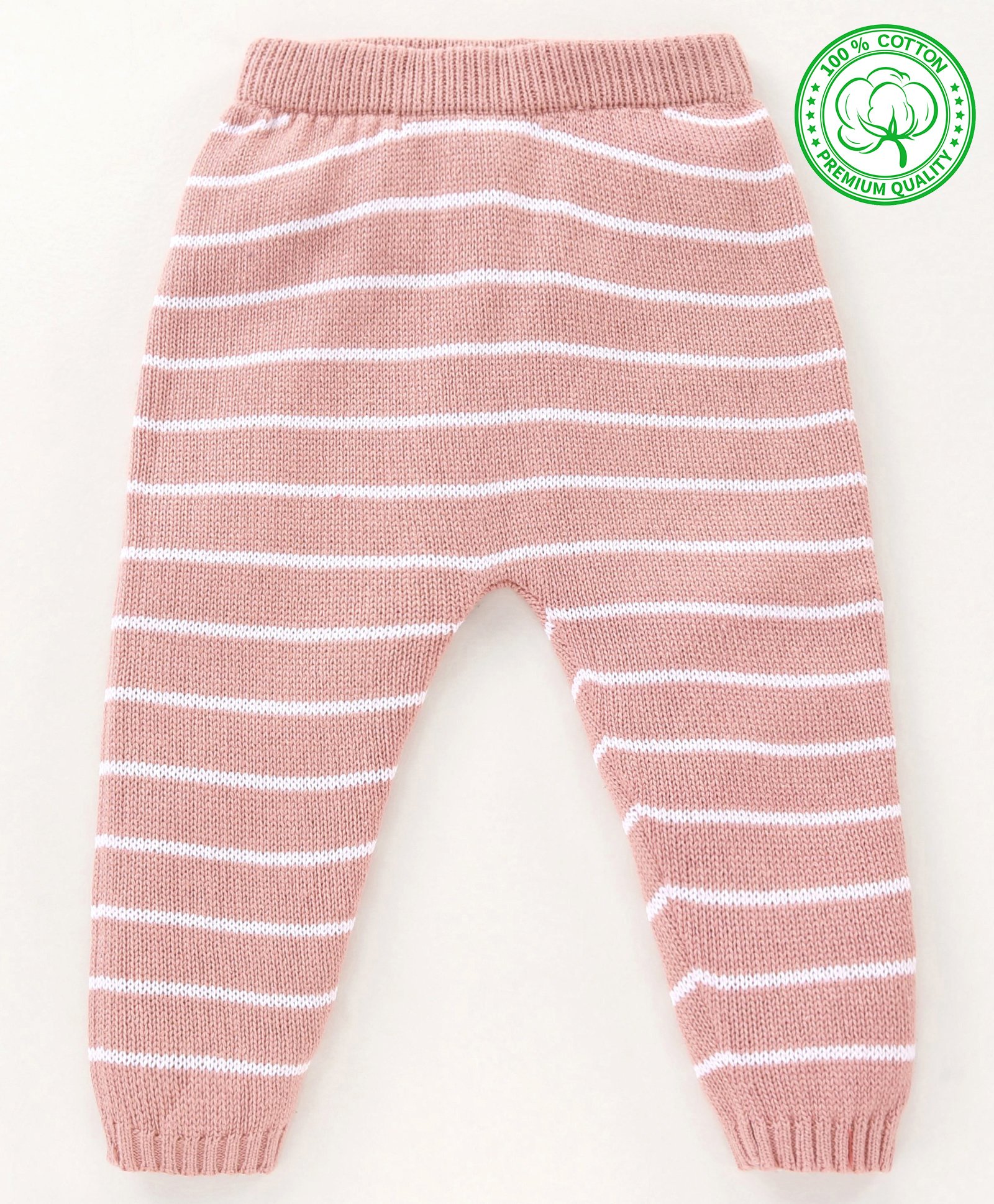 Babyhug 100% Organic Cotton Fleece Striped Lounge Pant - Pink-picture-14