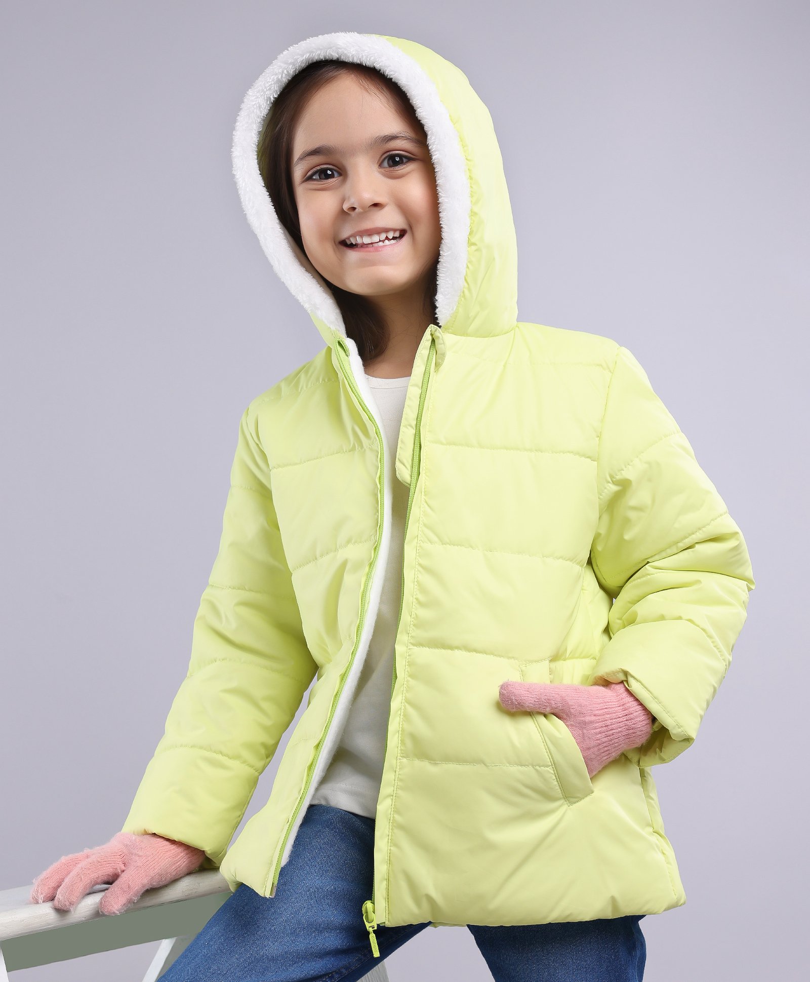 Babyhug Full Sleeves Solid Winter Wear Hooded Jacket - Lime Green-image-19