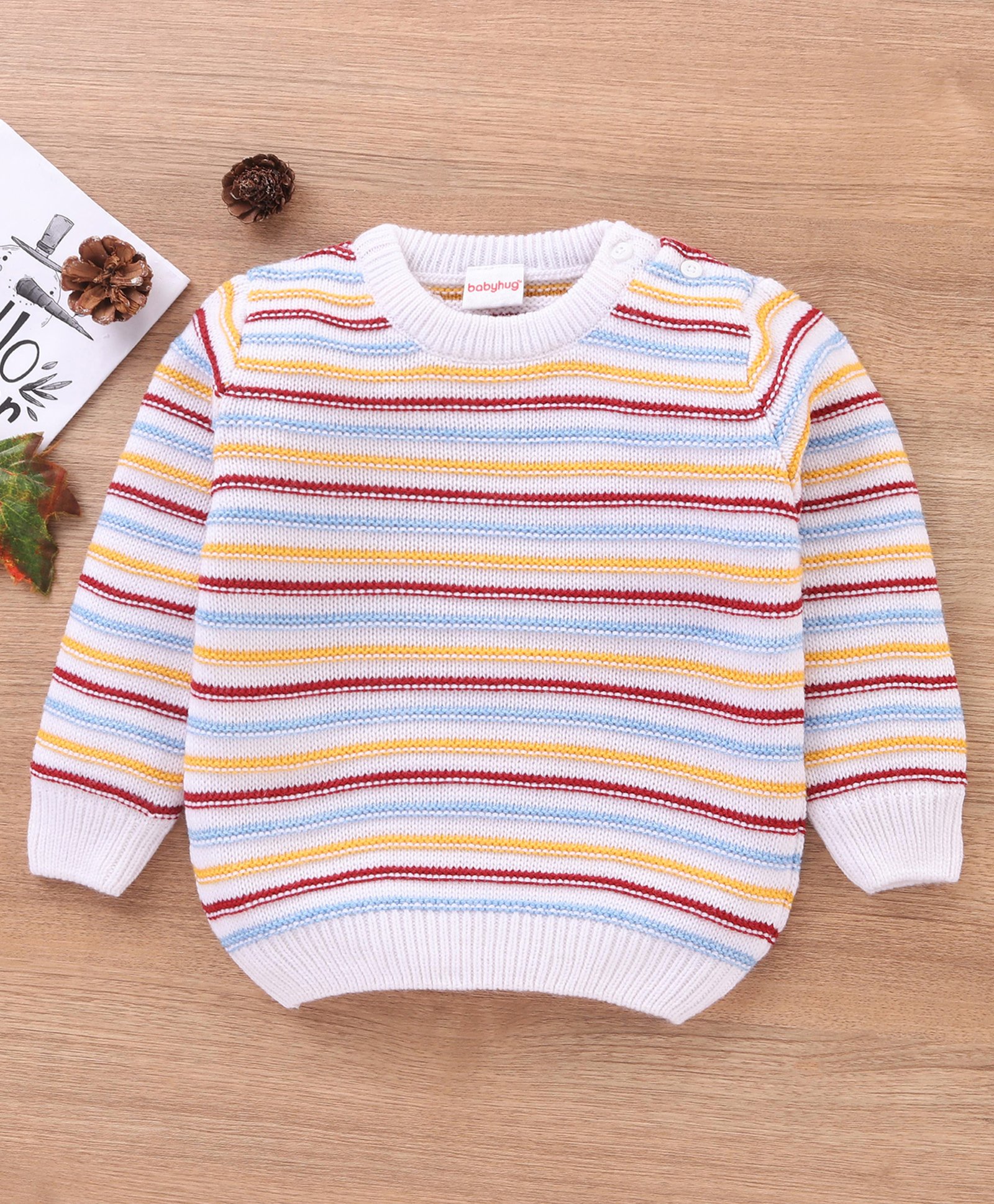 Babyhug Full Sleeves Sweater Stripes Design- Multicolor-image-42