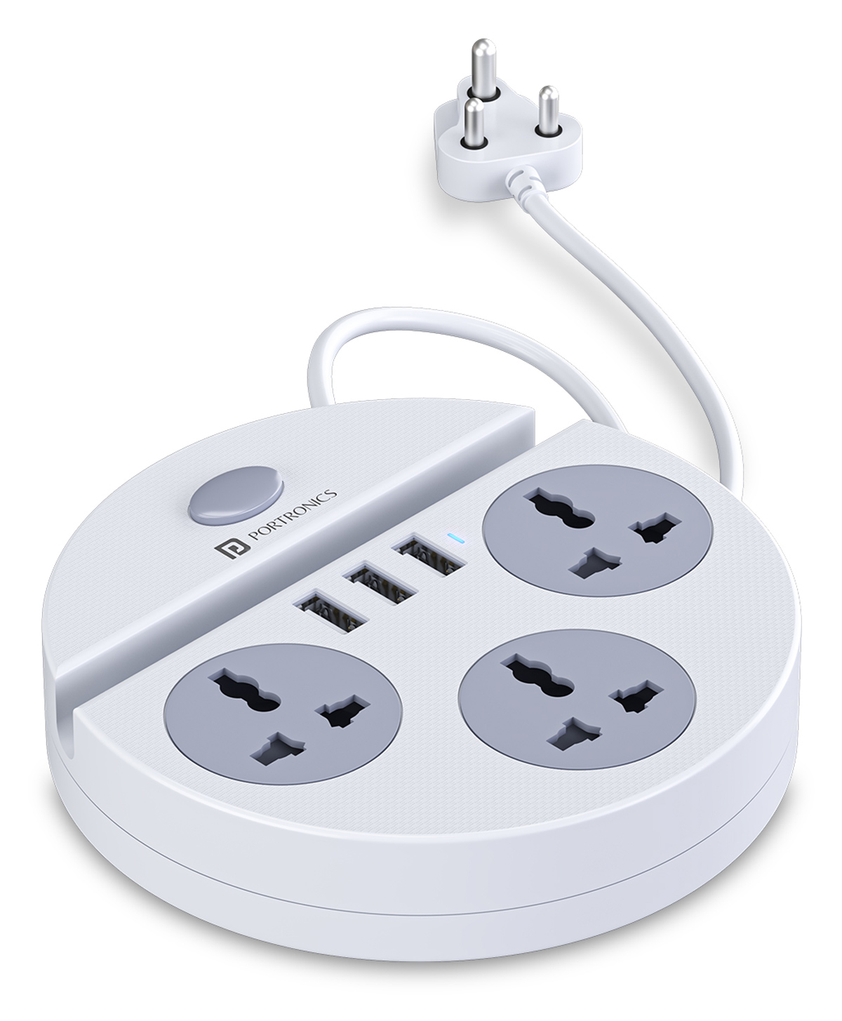 Portronics 1359 Power Plate 5 3 AC with 3 USB Ports Power Converter - White-image-41