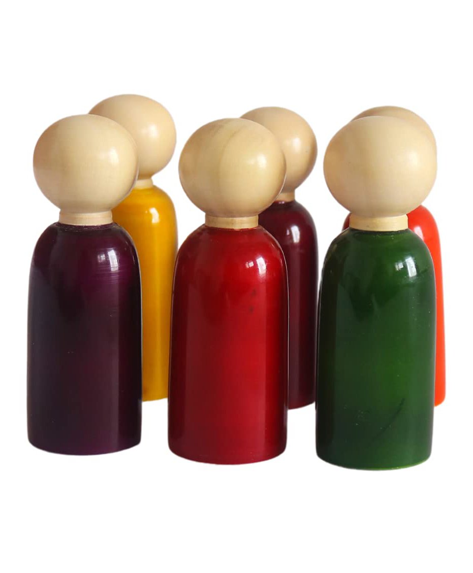 Geltoy Wooden Peg Doll Natural Handcrafted People Bodies Angel Dolls For Diy Craft 6 Male & 6 Female With A Storage Bag Pack Of 12 - Multicolour-picture-18