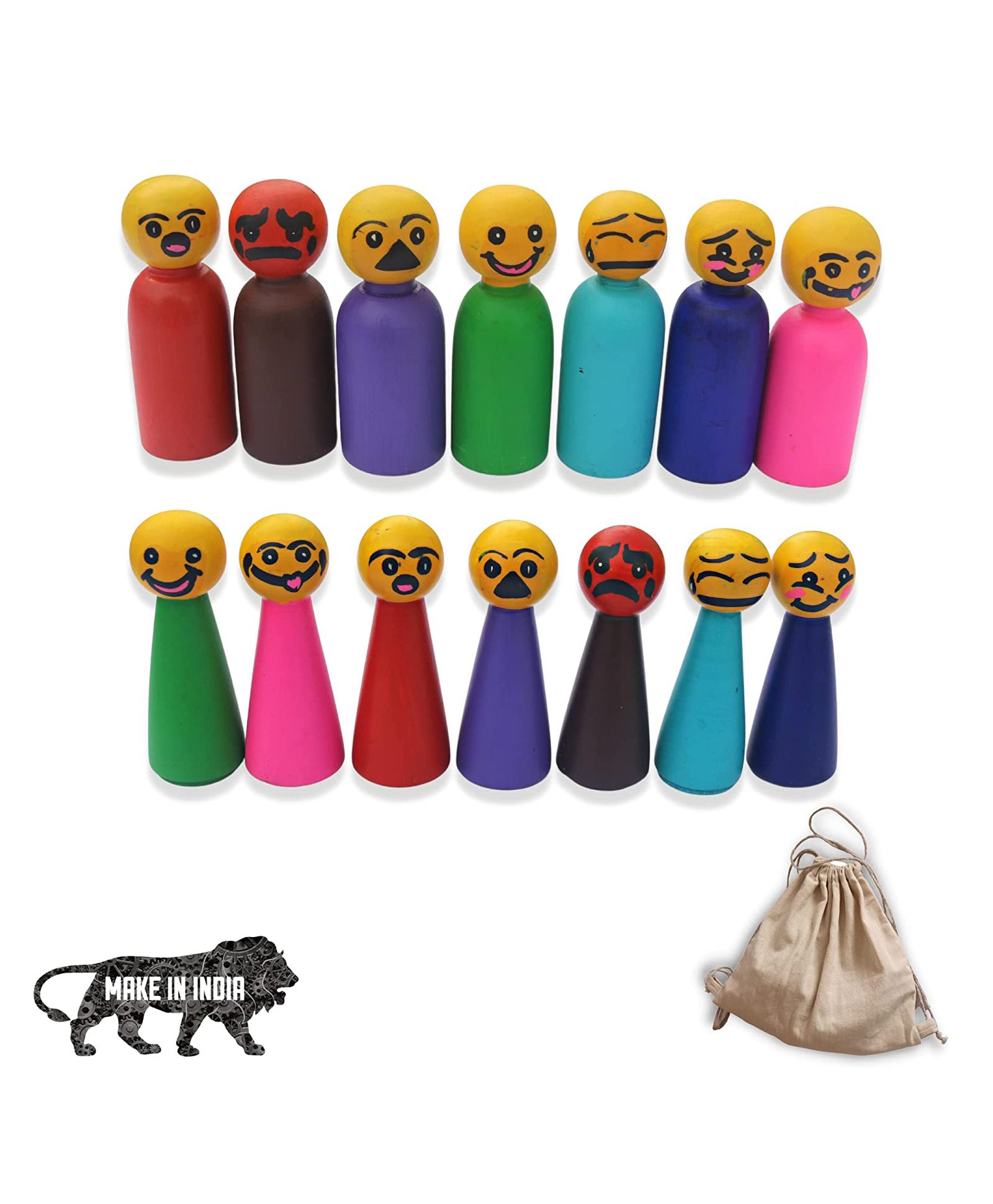 GELTOY Wooden Peg Doll Natural Handcrafted People Bodies Angel Dolls for DIY Craft Emotions Multicolor - 14 Pieces-picture-14
