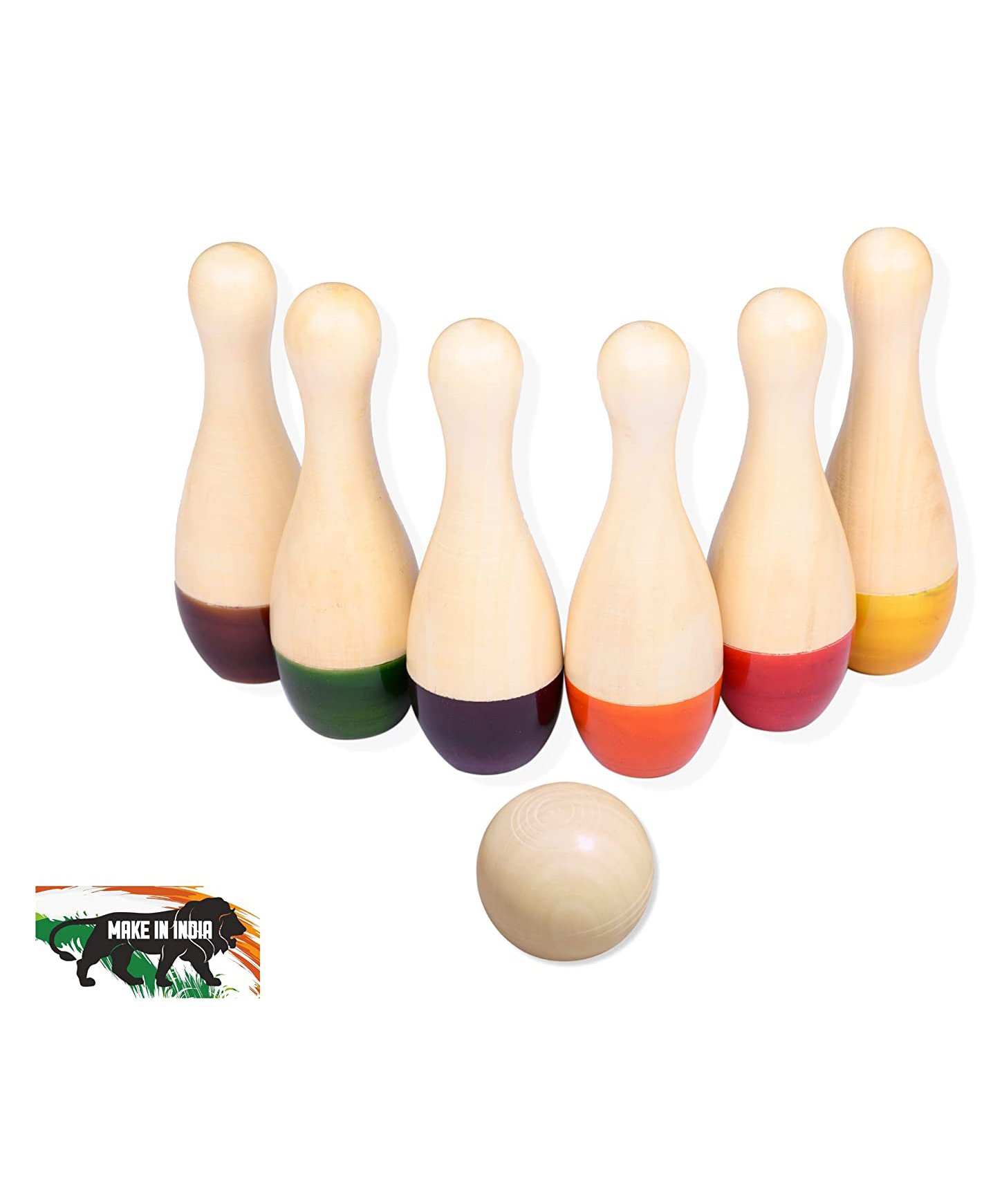 GELTOY Wooden Bowling Pins Toy Set - Multicolor-picture-14