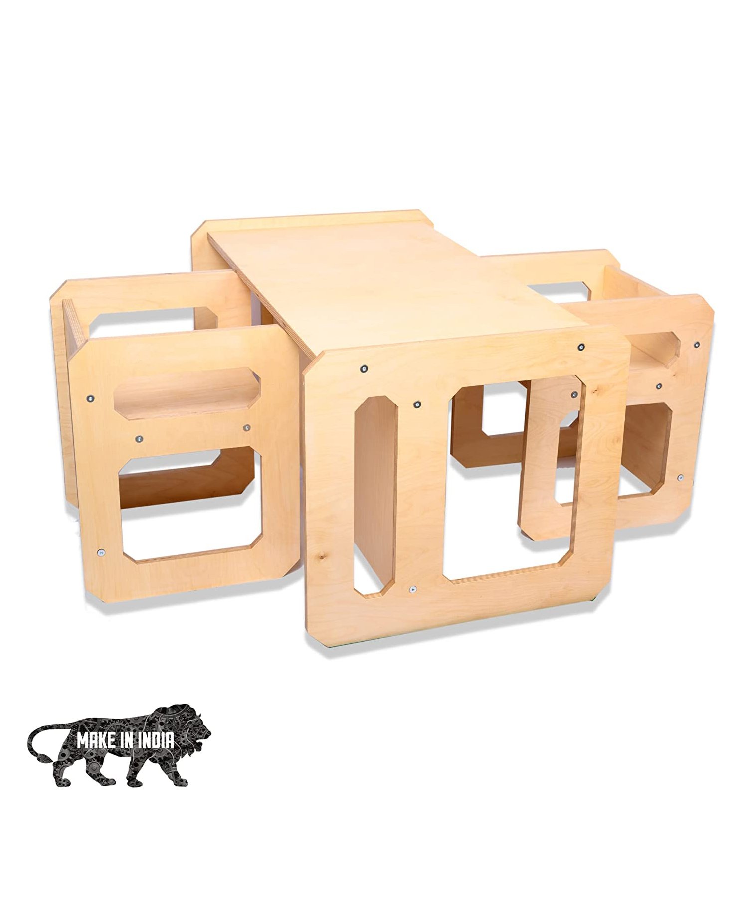 GELTOY Birch Wood Table and Chair Set - Brown-image-46