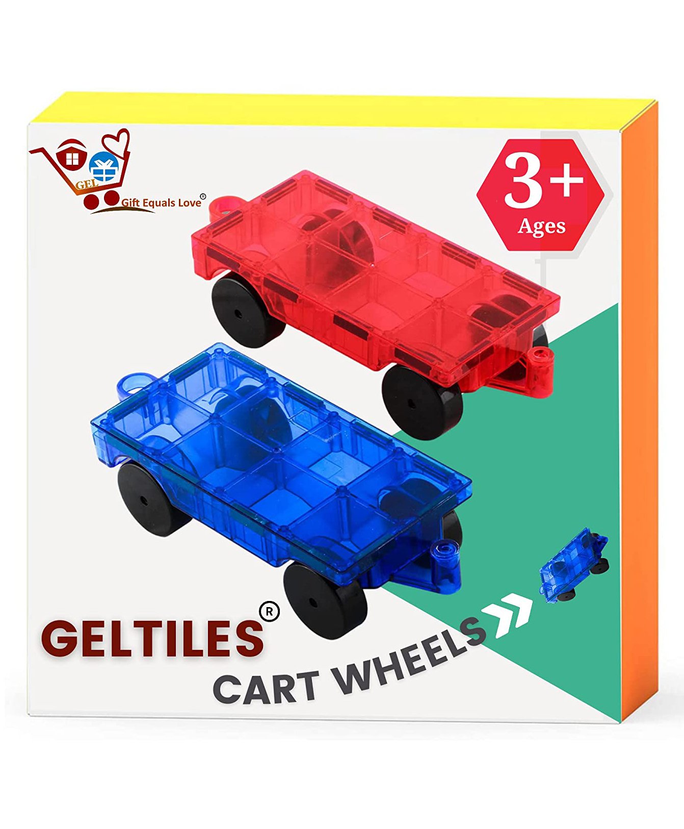 GELTOY Geltiles Cart Wheels Set Of 2 Cars Compatible With Any Sets of Geltiles Magnetic Tiles-picture-25