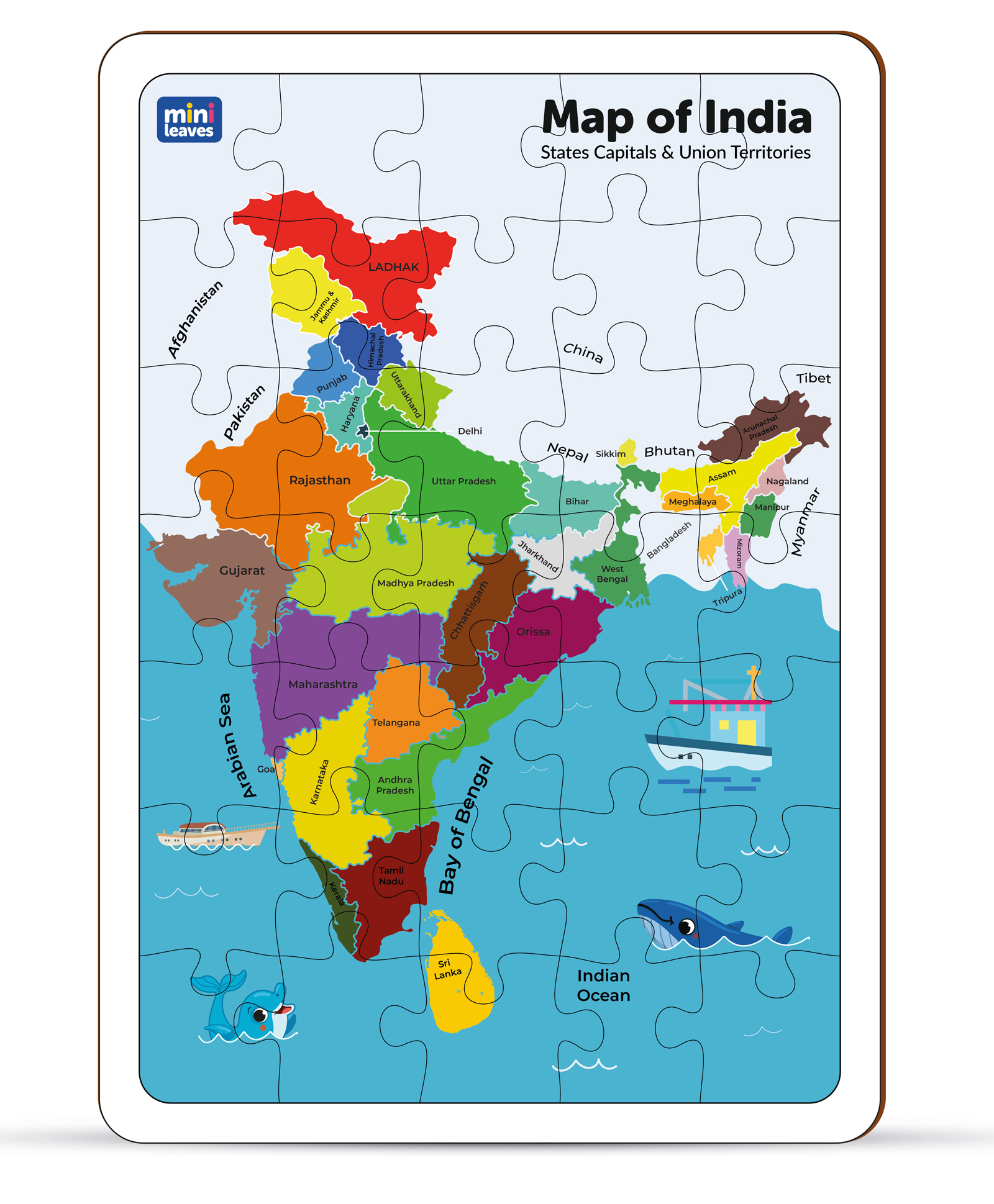 MiniLeaves Indian Map Wooden Jigsaw Puzzle - 35 Pieces-picture-22