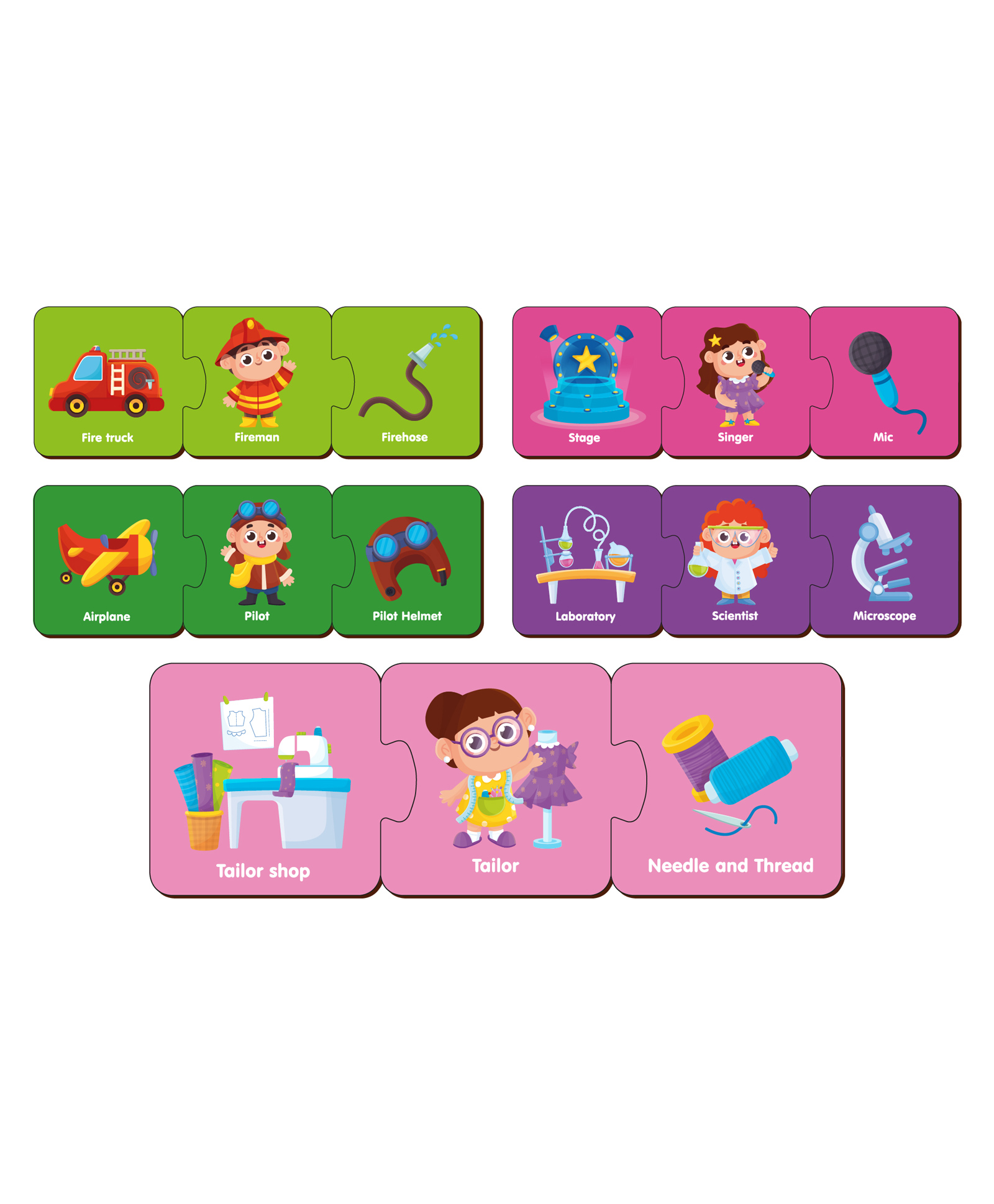 MiniLeaves Profession Matching Wooden Jigsaw Puzzle Series 2 Set of 5 - 3 Pieces each-picture-10