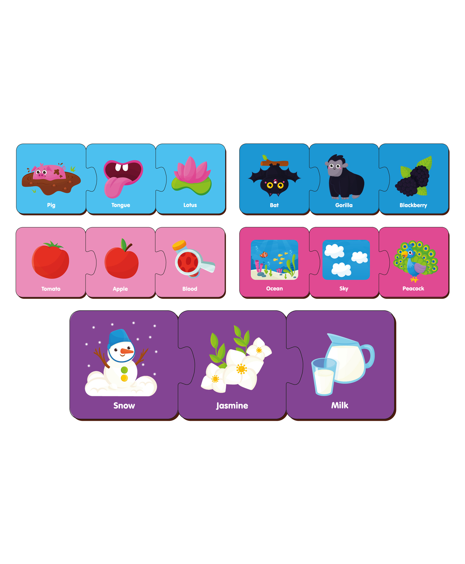 MiniLeaves Mix and Match Colour Matching Wooden Jigsaw Puzzle Series 2 Set of 5 - 3 Pieces each-picture-14