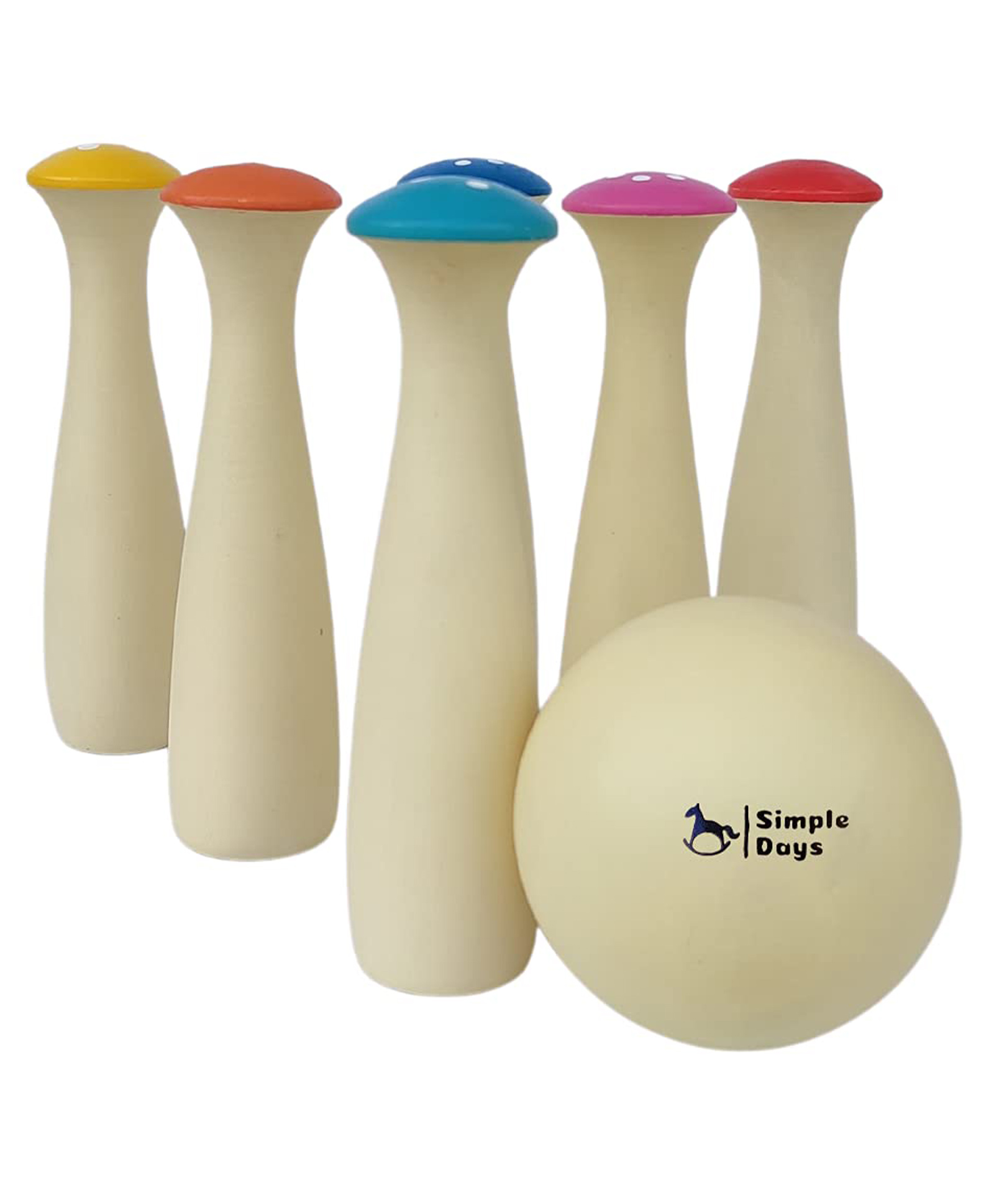 Simple Days Wooden Mushroom Bowling Game Toy Set - Multicolor-picture-12