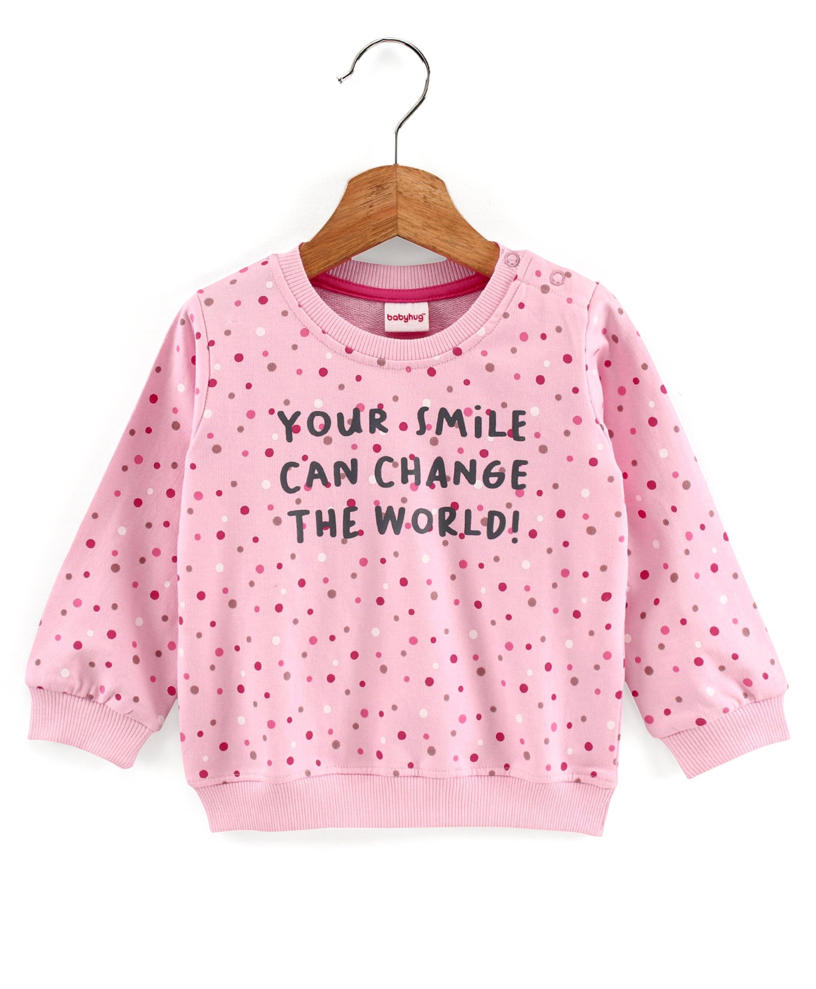 Babyhug Full Sleeves Sweatshirt With Graphics Text Print - Pink-picture-18