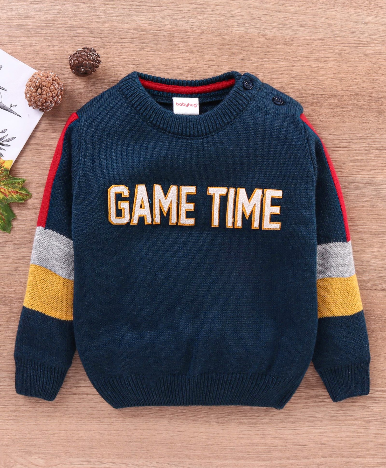 Babyhug Full Sleeves Sweater Placement Print - Navy Blue-image-43