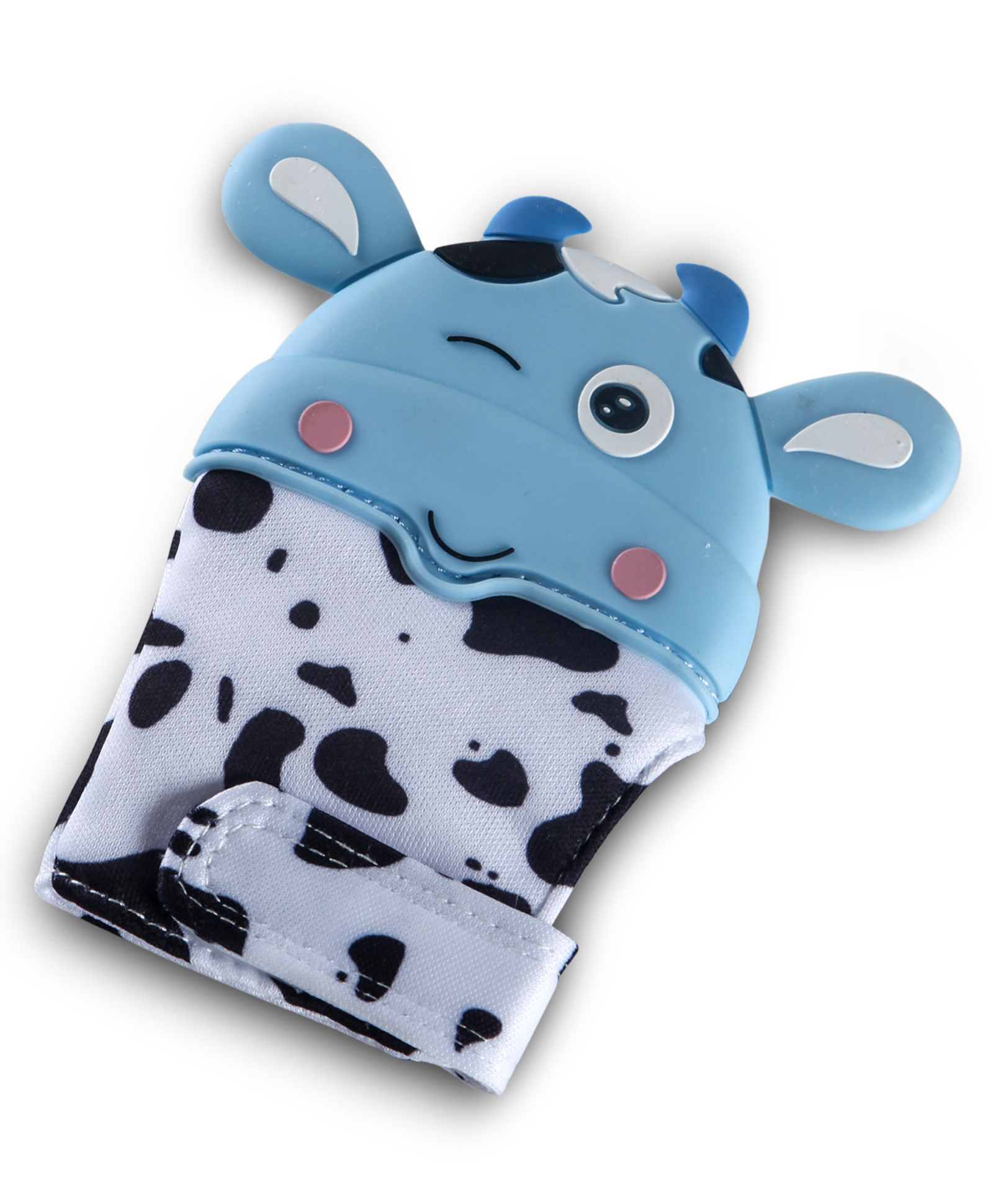 Baby Moo Teething Mitten Silicone Self Soothing Glove Cow Shape - Blue-picture-13