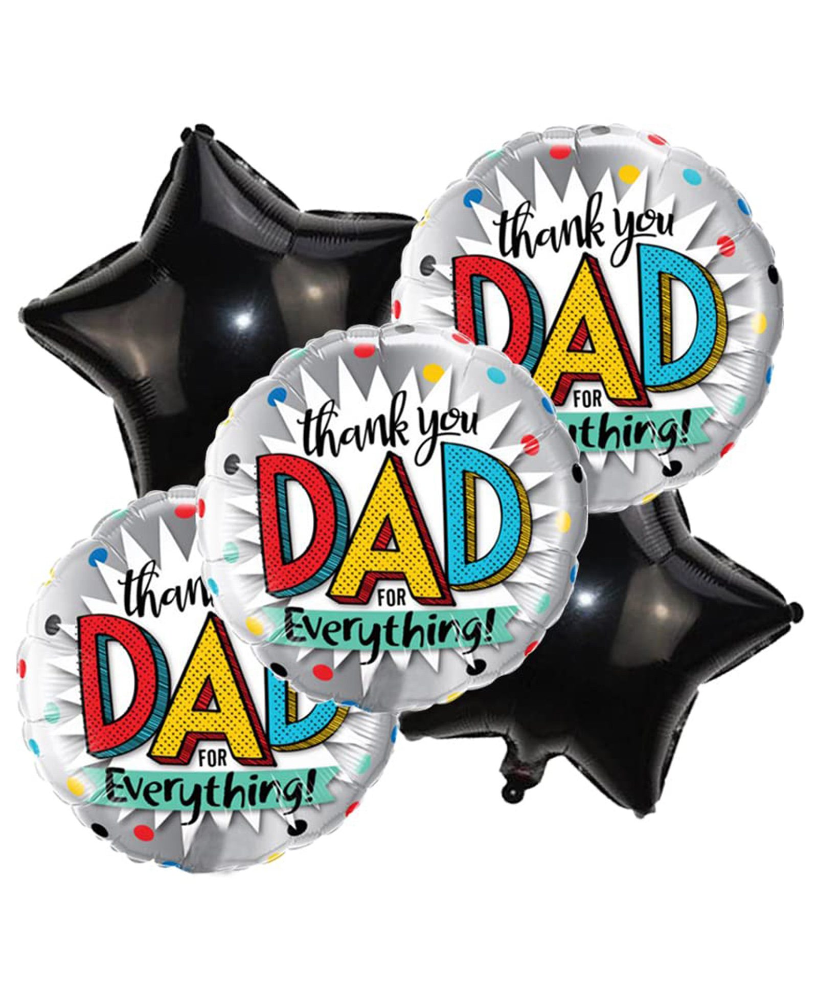 AMFIN (Pack of 5) Thankyou Dad Balloon Fathers Birthday Gift for Dad Father's Day Decoration Foil Balloon Papa Birthday Decoration - Black-image-4