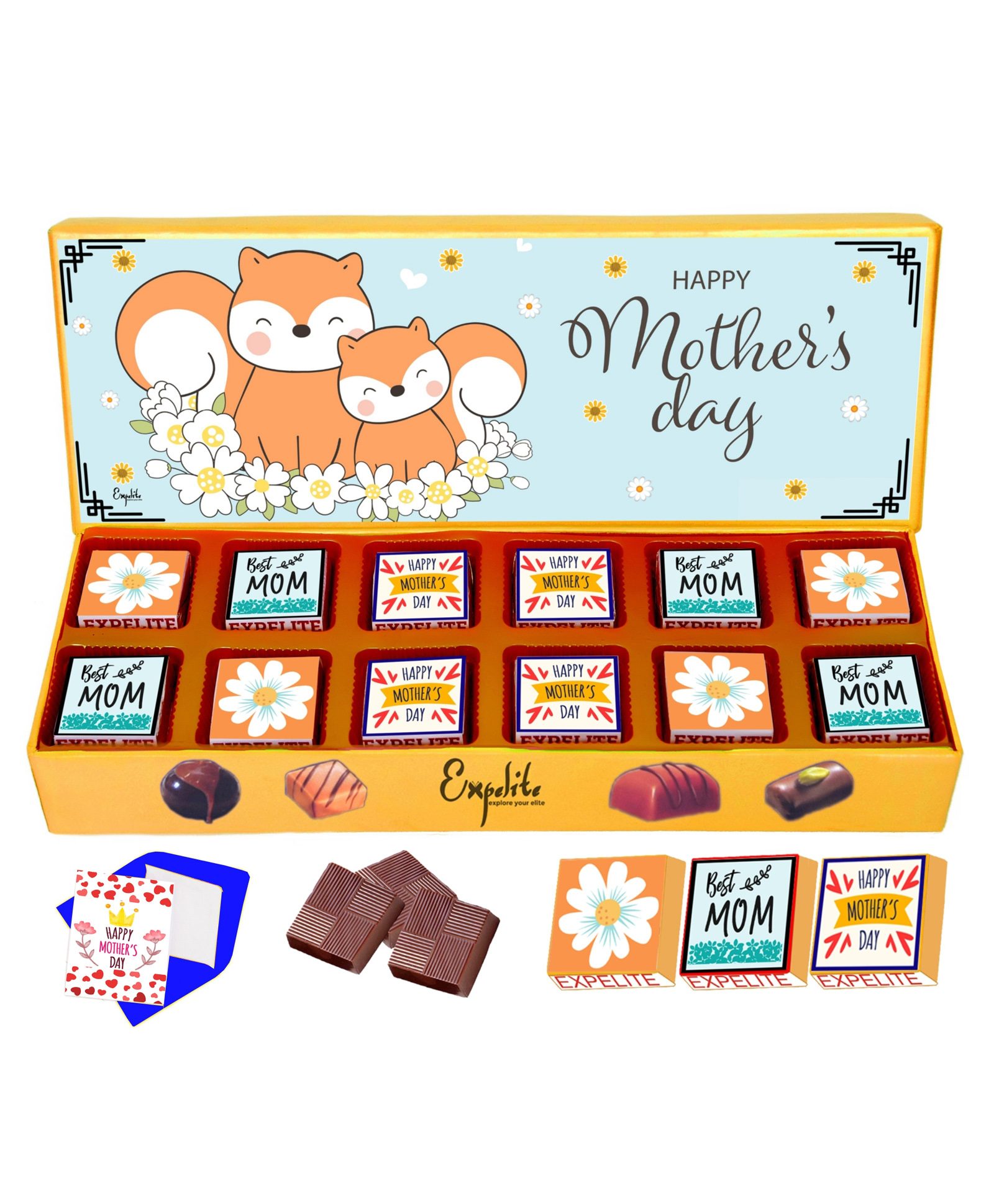 Expelite Mothers day Chocolate & Greeting Card Combo Gifts Pack of 12 - 0.4 gm-image-21