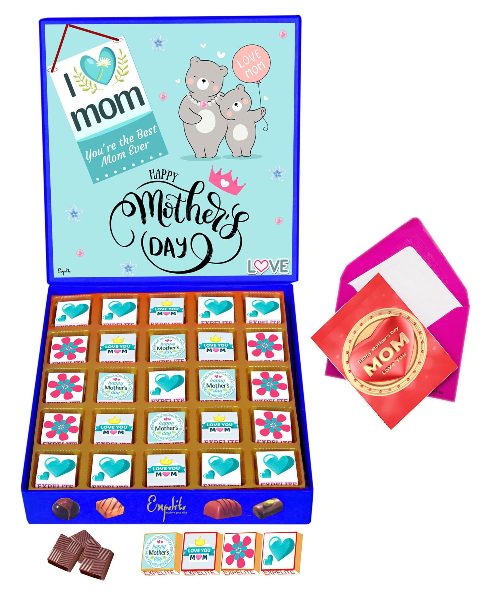 Expelite Mothers Day Chocolate and Greeting Card Gift Hamper  from Son - 25 Pieces-image-23