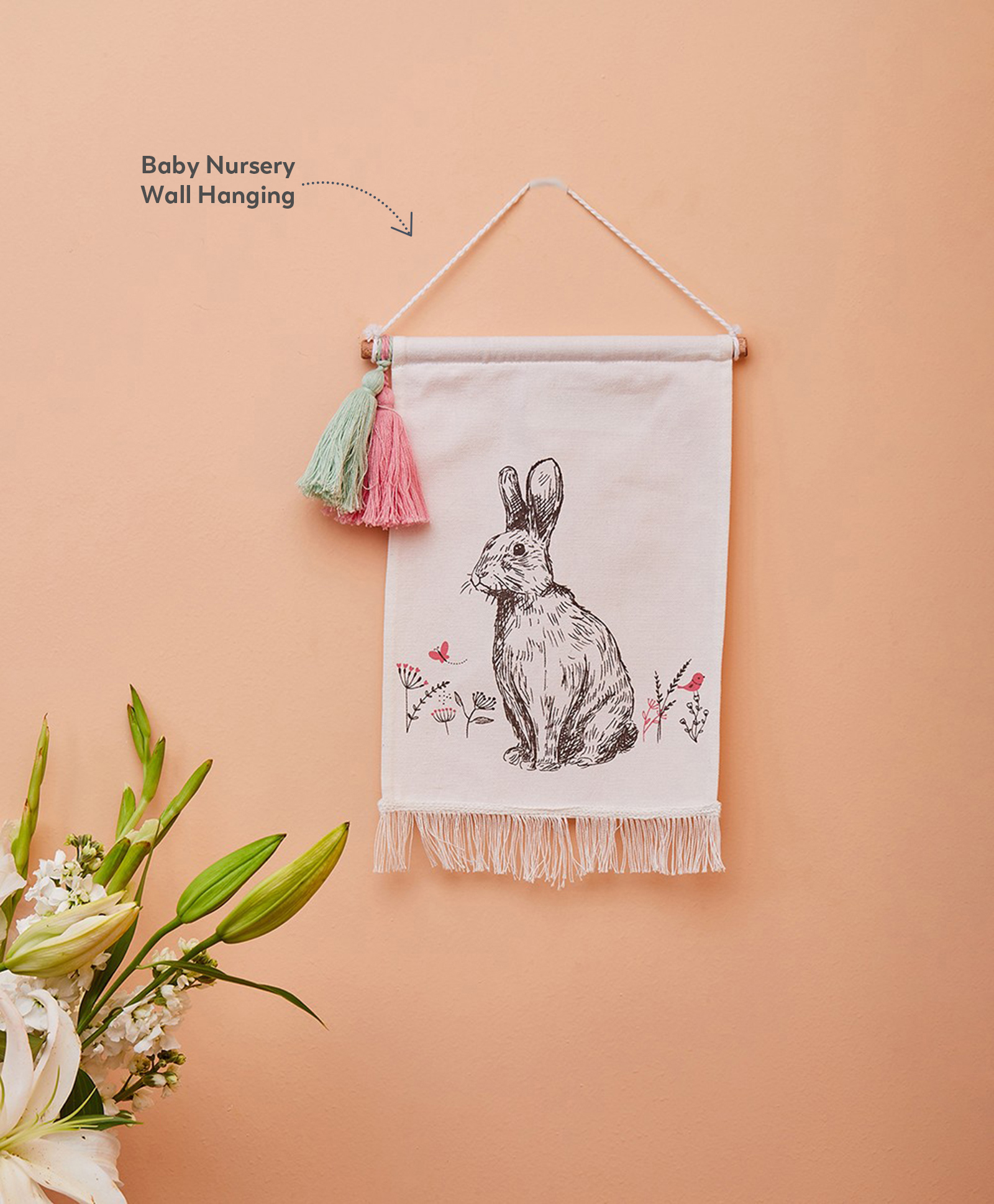 Mi Arcus Spring Bunny Wall Hanging - White-picture-26
