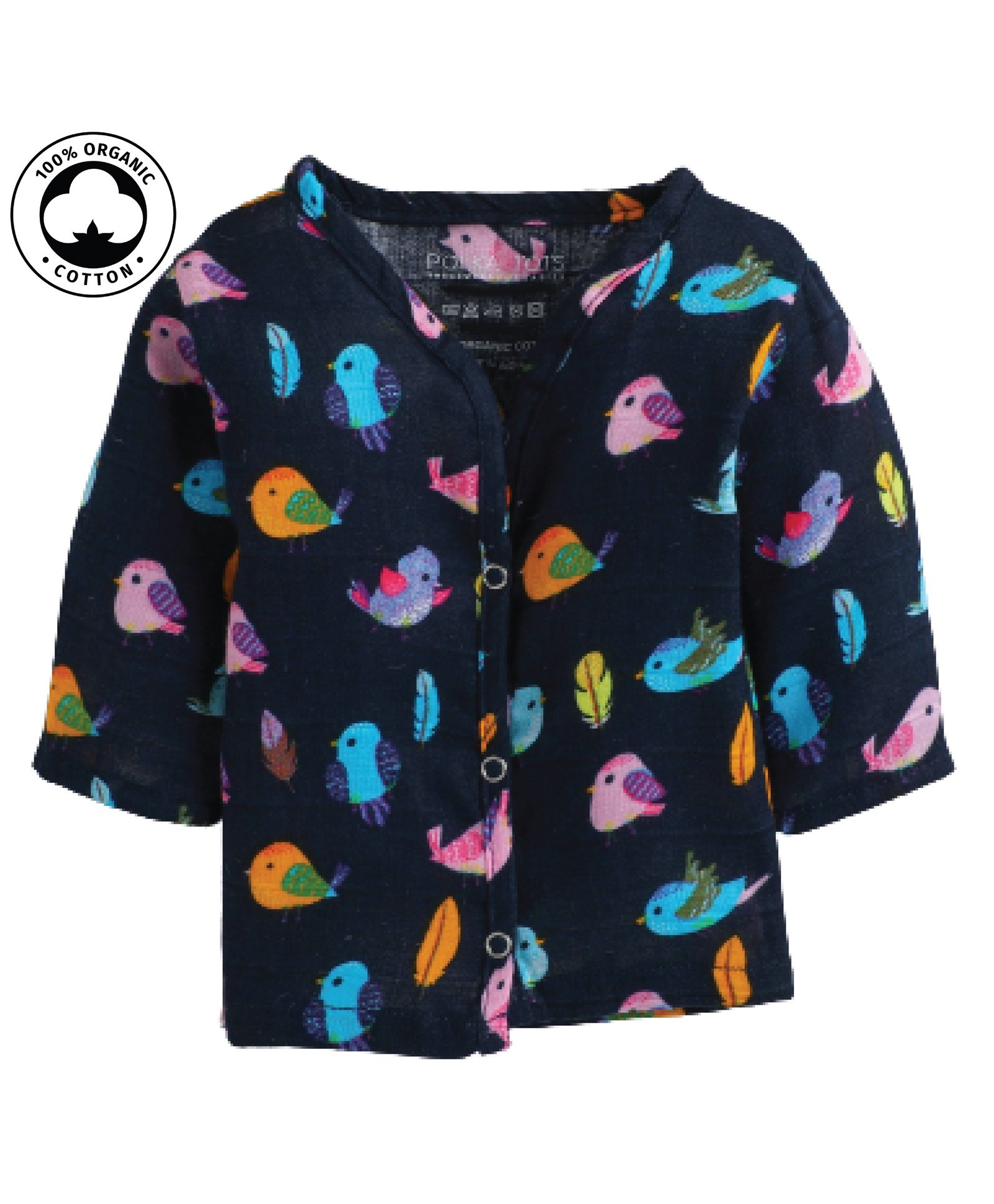 Polka Tots Full Sleeves Bird Printed Vest - Navy Blue-picture-10
