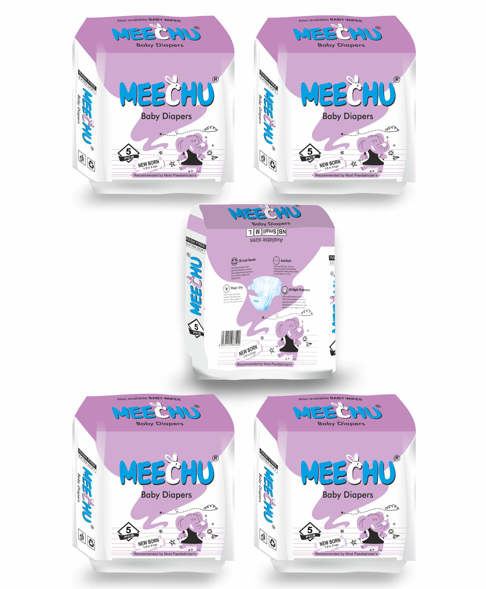 Meechu Taped Style Diapers Newborn - 25 Pieces-image-14