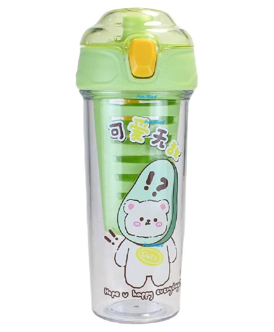 FunBlast Spill Proof BPA Free Anti-Leak Kids Cartoon Water Bottle Green - 520 ml-image-13