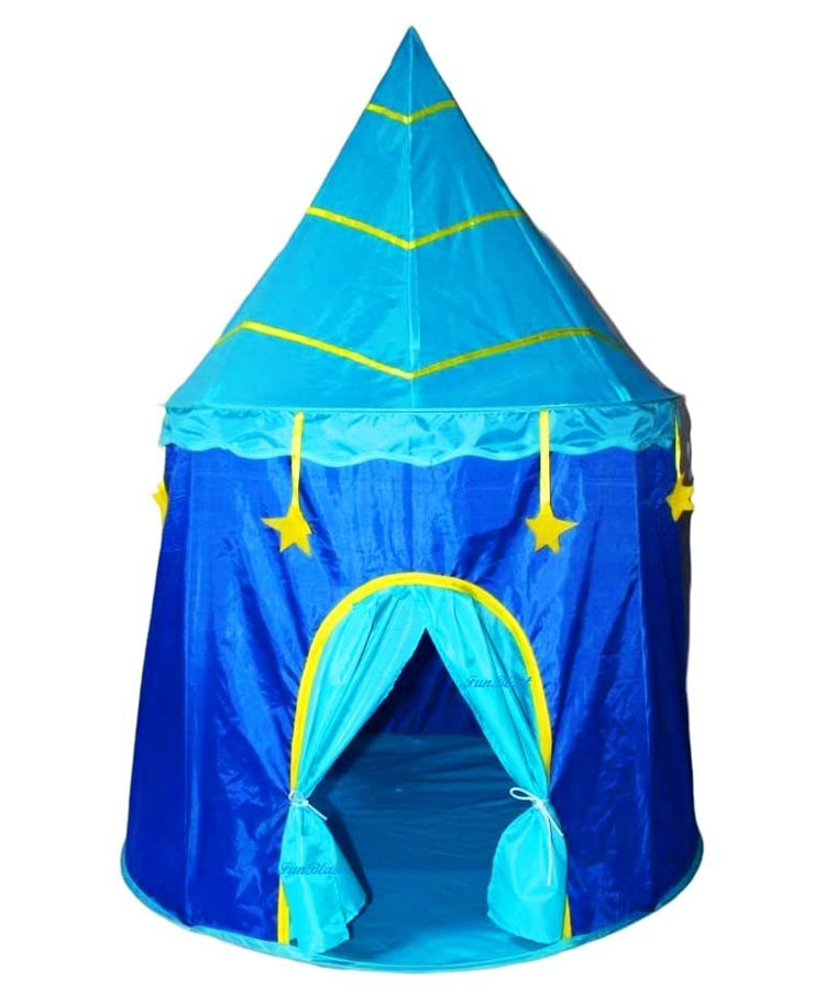 FunBlast Castle Tent House for Kids  Portable and Foldable Hexagon Polyester Tent House for Kids - Playhouse Hut Tent for Children Indoor and Outdoor for 3+ Years Kids (Blue)-image-17