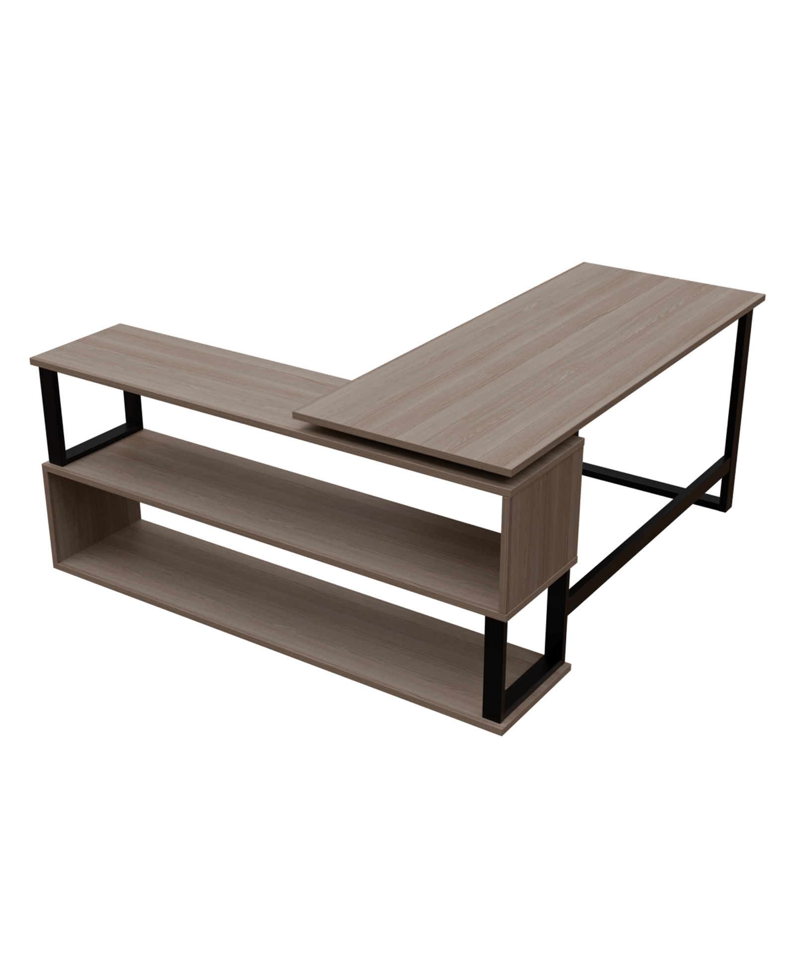Riyan Luxiwood L Shape Executive Desk - Black & Teak-image-15