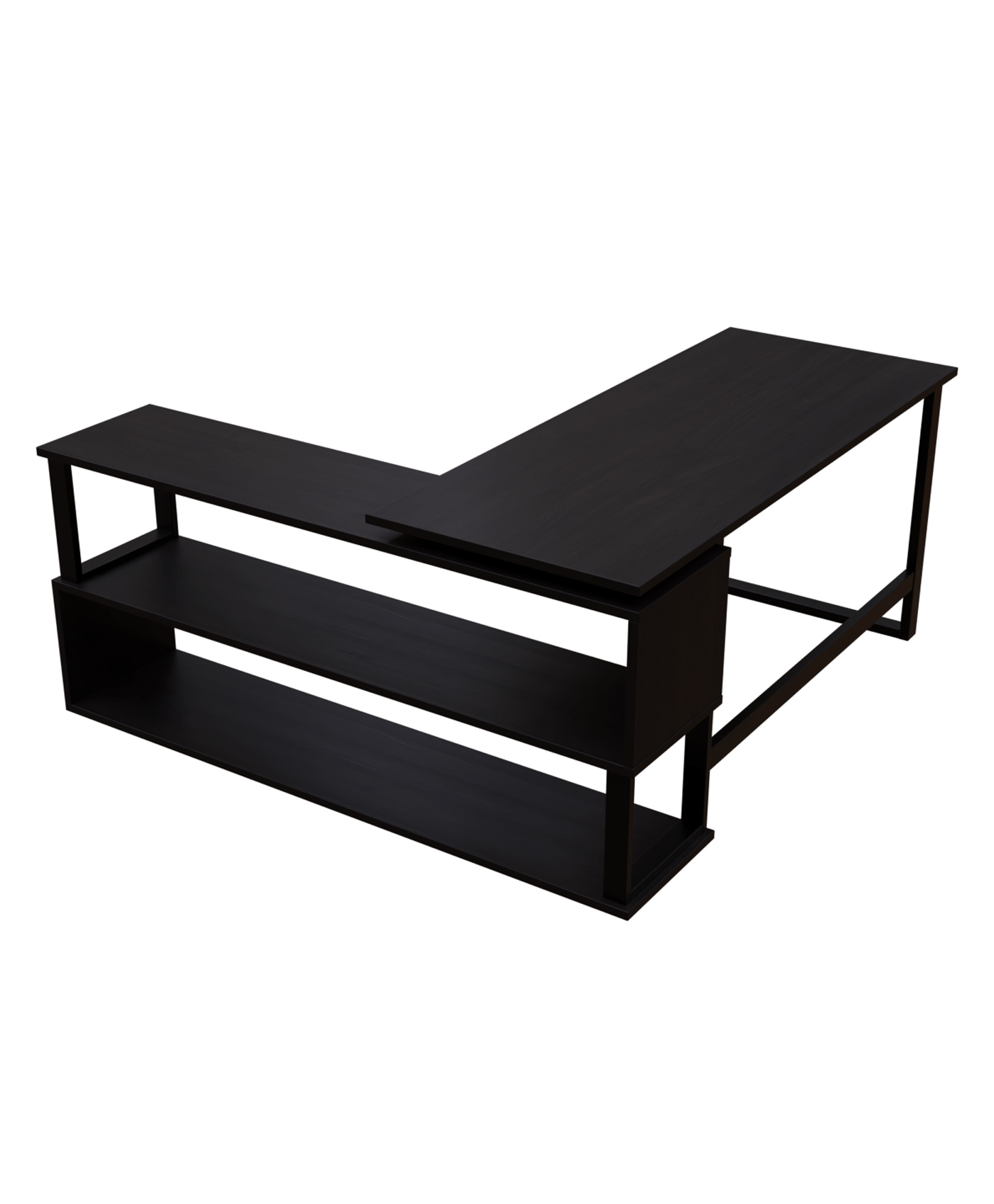 Riyan Luxiwood L Shape Executive Desk - Black & Brown-image-34