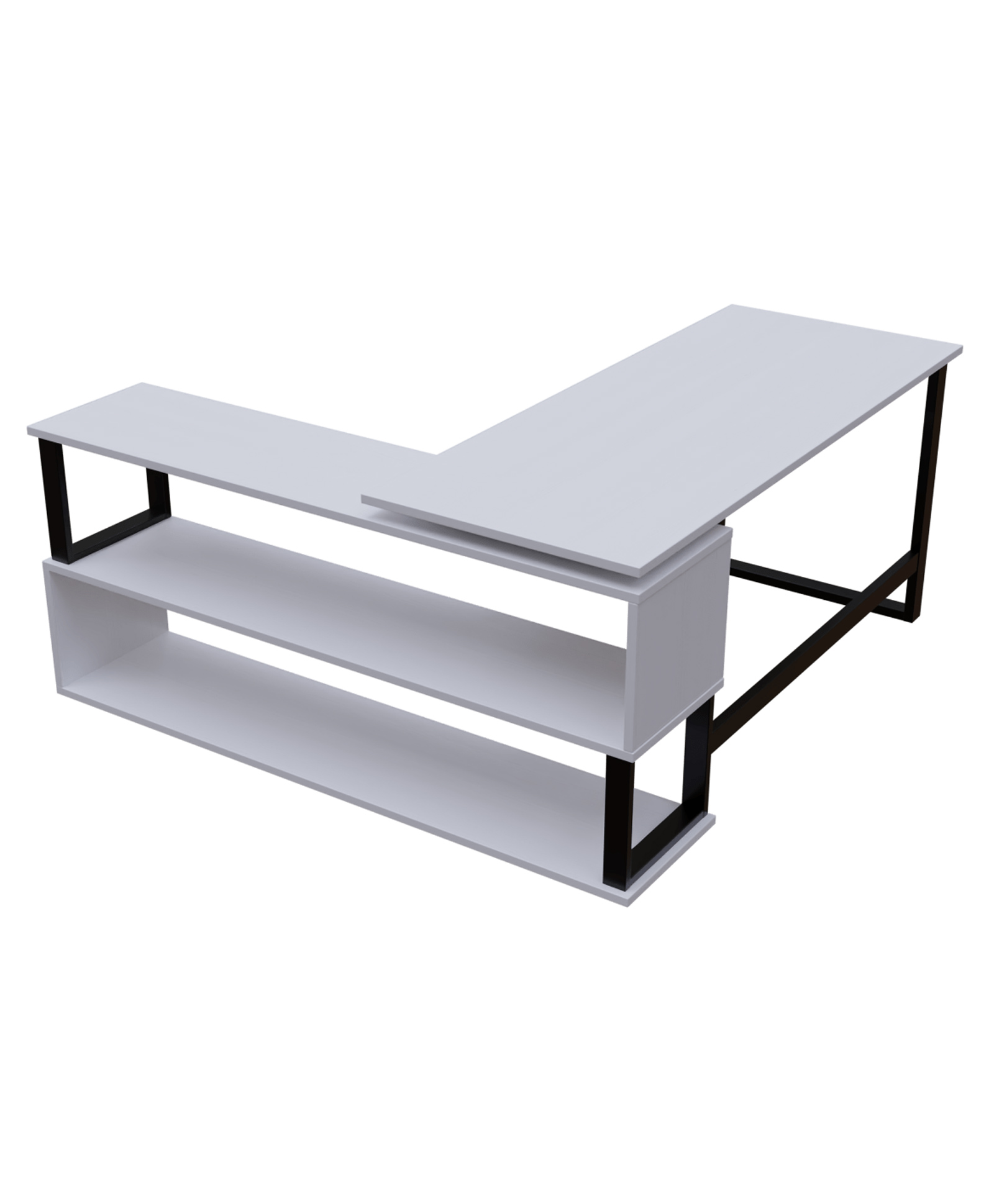 Riyan Luxiwood L Shape Executive Desk - Black & White-image-44