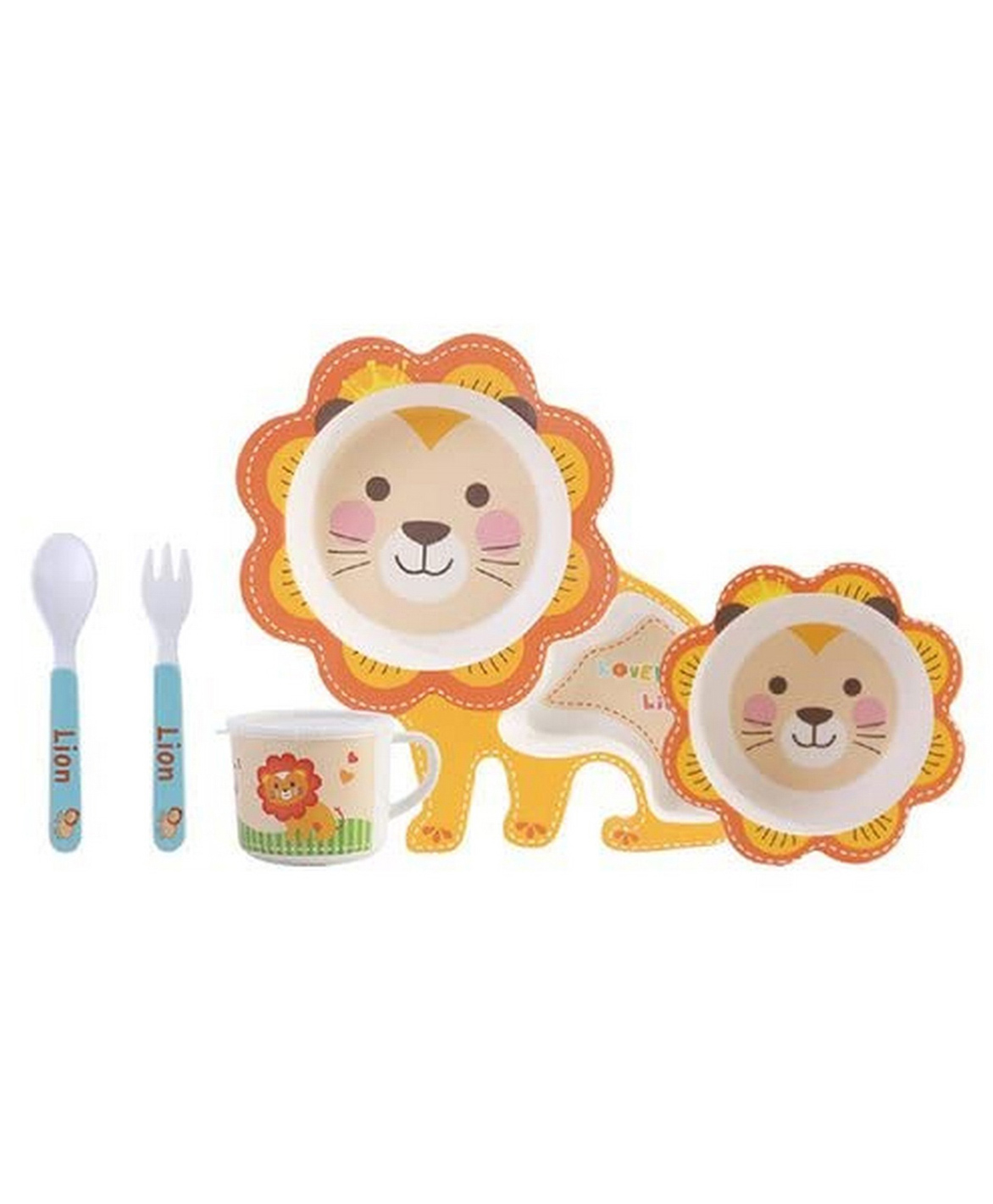 Sanishth Bamboo Lion Shaped Mealtime Dinnerware - Multicolour-image-14