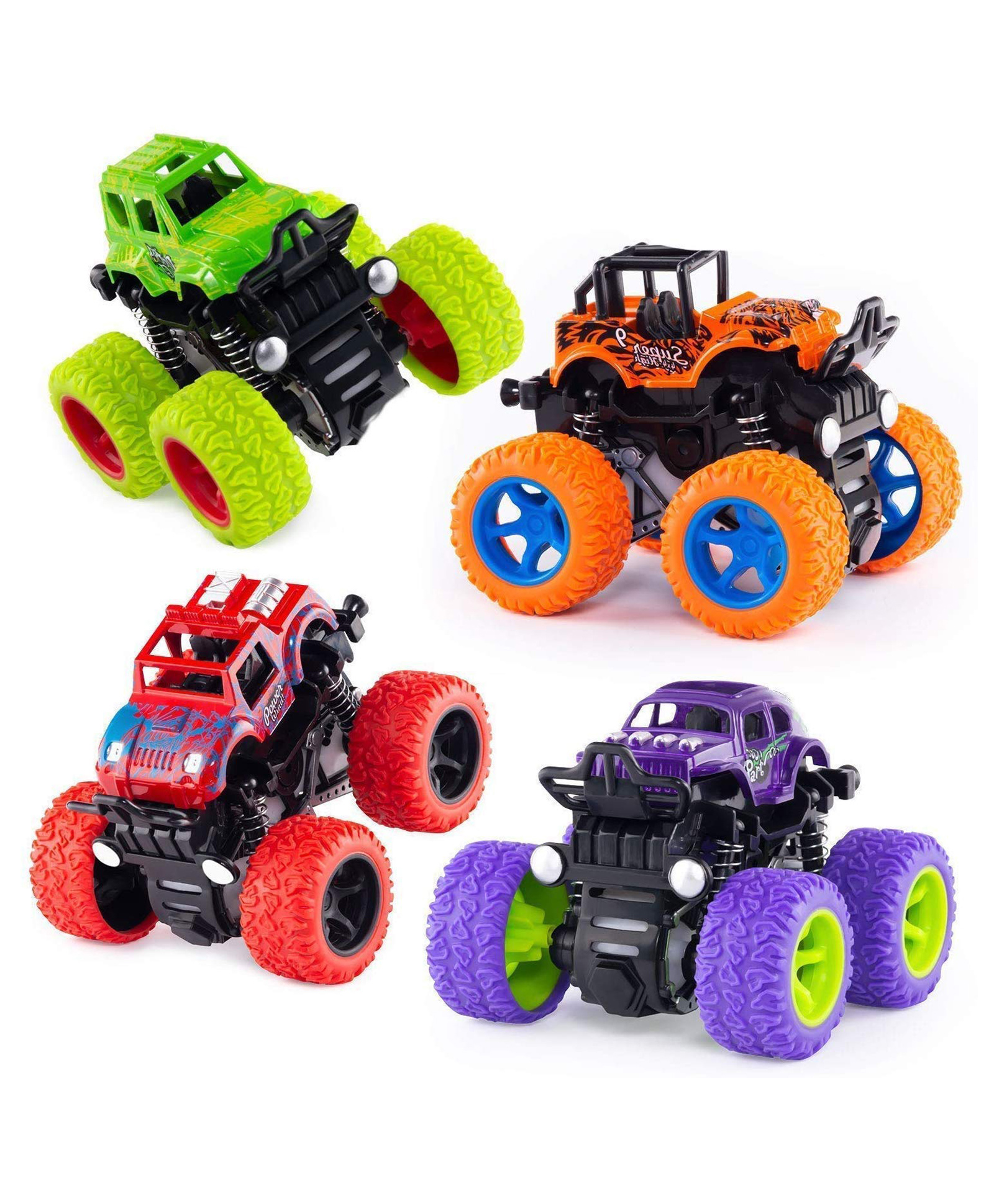 Niyamat 4WD Monster Truck Cars Push and Go Toy Friction Powered Cars 4 Wheel Drive Vehicles for Toddlers Children Boys Girls Pack of 4 - Multicolor-image-20