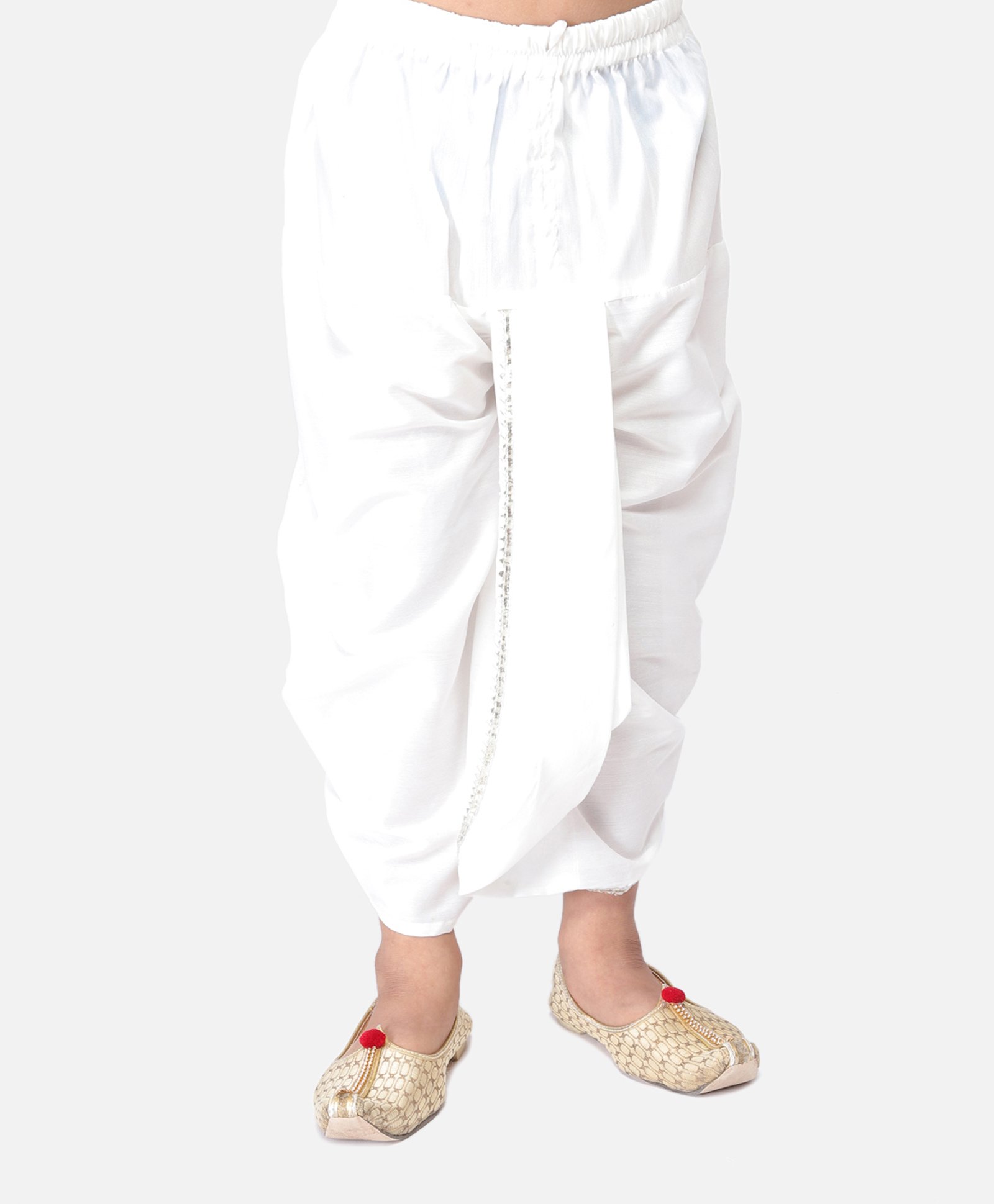 Tabard Solid Cotton Dhoti For - White-image-34