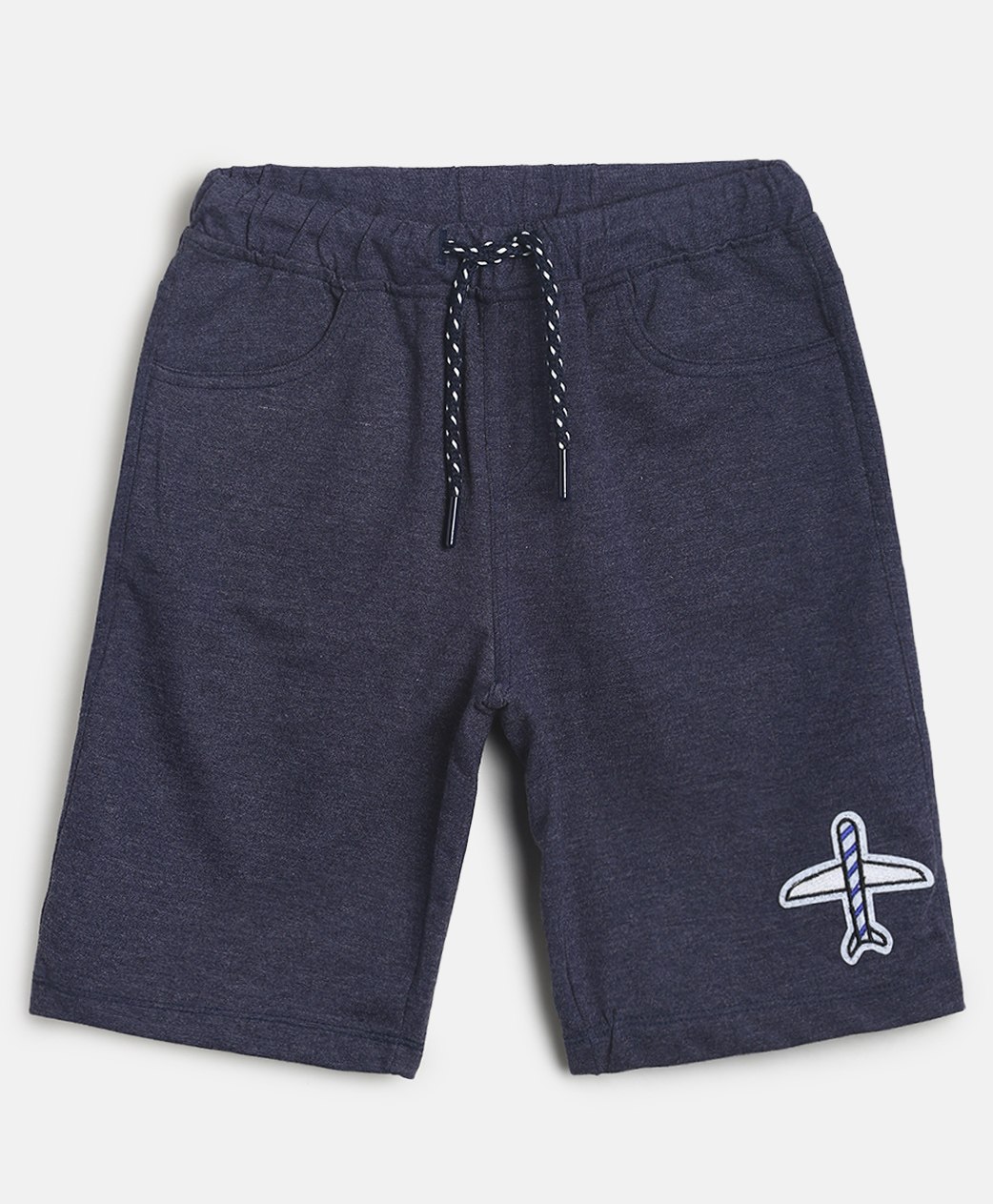 Tales & Stories Air Plane Patch Shorts For Boys - Dark Blue-image-1