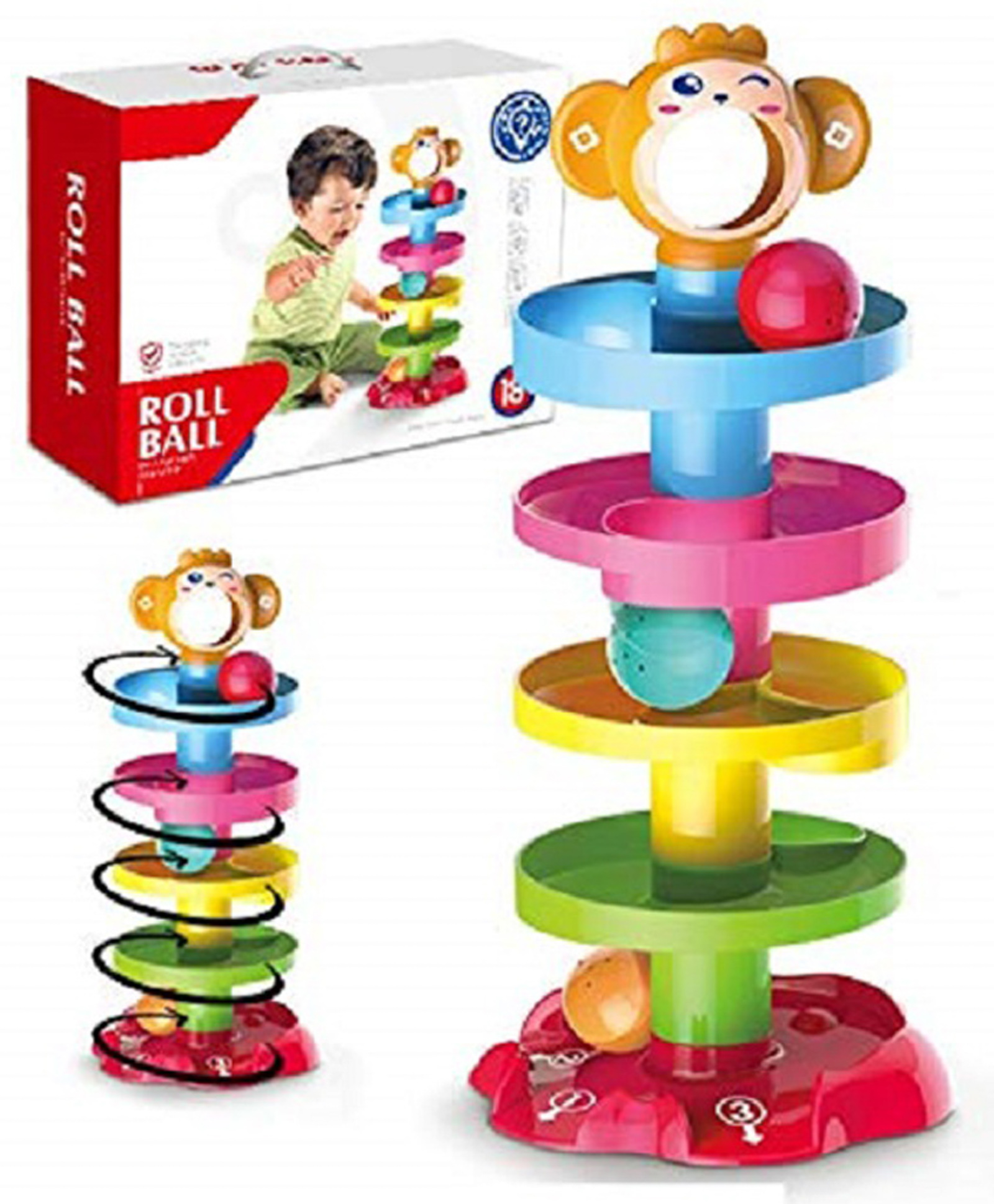 Uniquebuyin 5 Layer Roll Ball Drop and Roll Swirl Tower - Multicolour-image-4