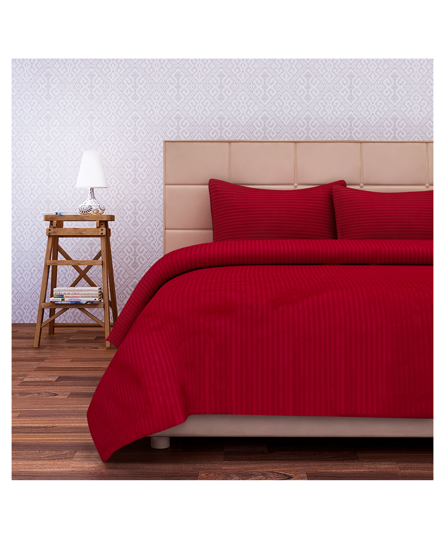 SEJ by Nisha Gupta Cotton California King Bedsheet Set With Pillow Cover -  Maroon-picture-12