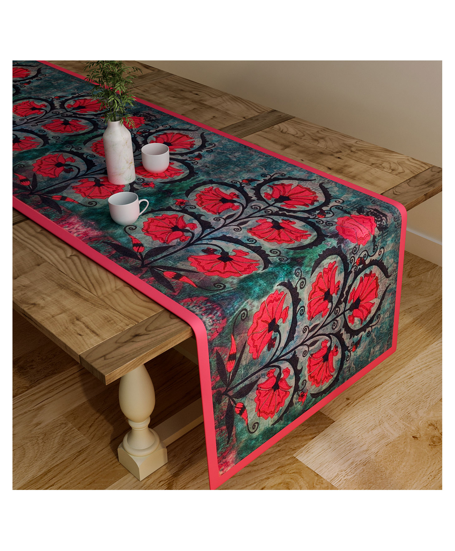 SEJ by Nisha Gupta Floral Grey Table Runner - Grey-picture-33