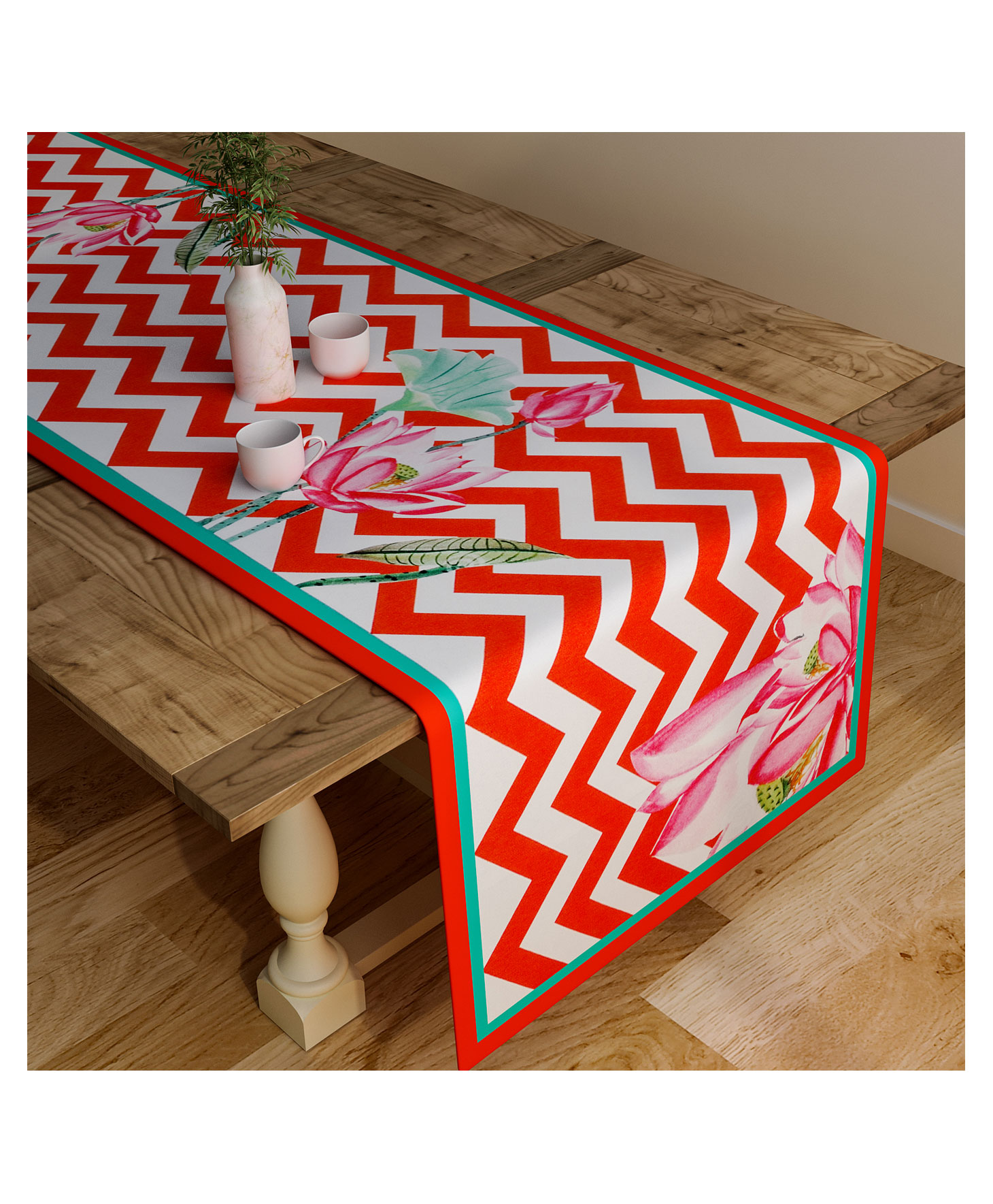 SEJ by Nisha Gupta Geometric Red Table Runner - Red-image-39