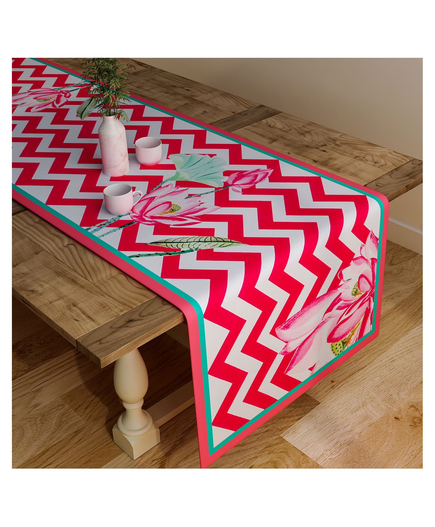 SEJ by Nisha Gupta Geometric Pink Table Runner - Pink-image-45