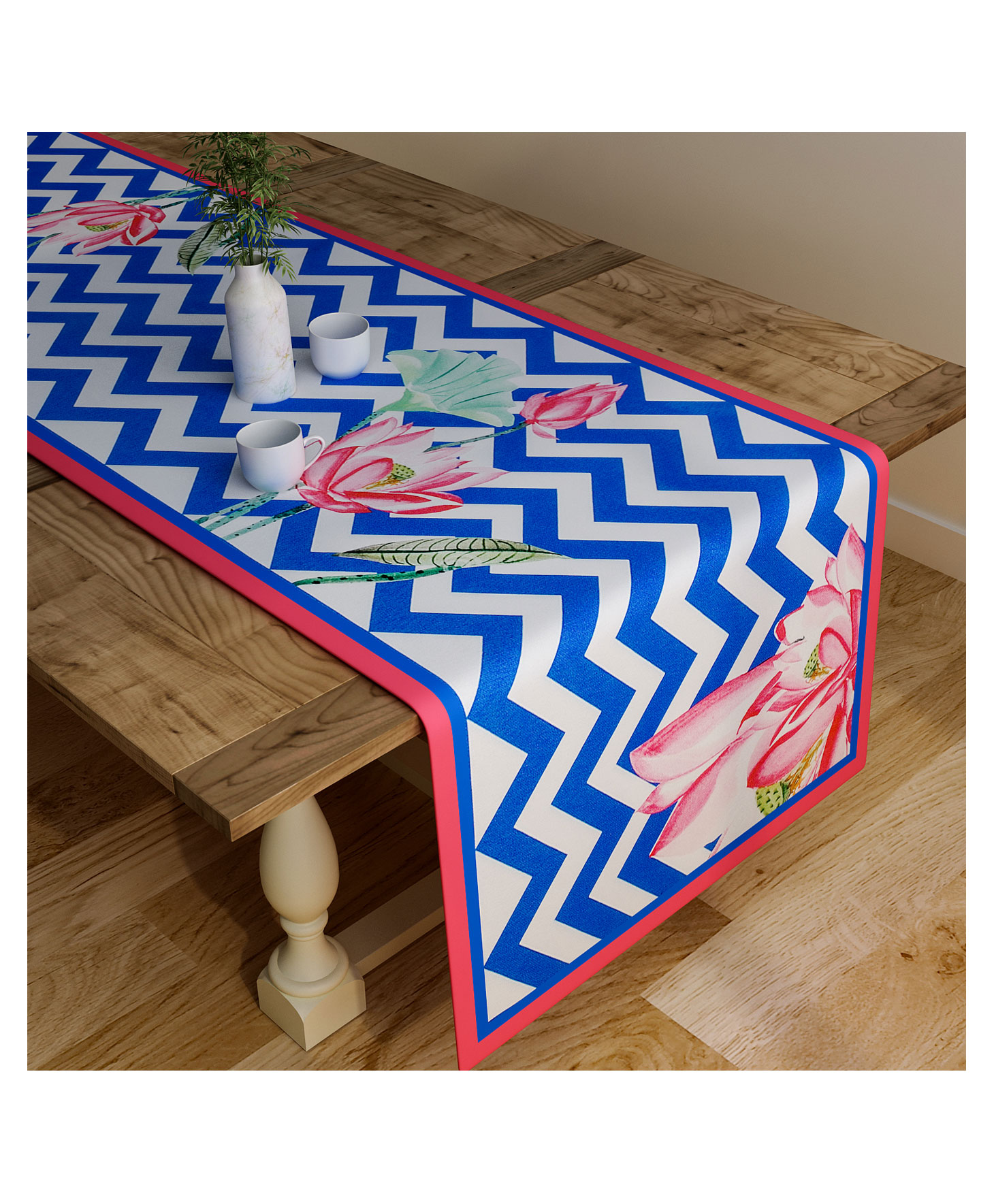 SEJ by Nisha Gupta Geometric Blue Table Runner - Blue-image-46