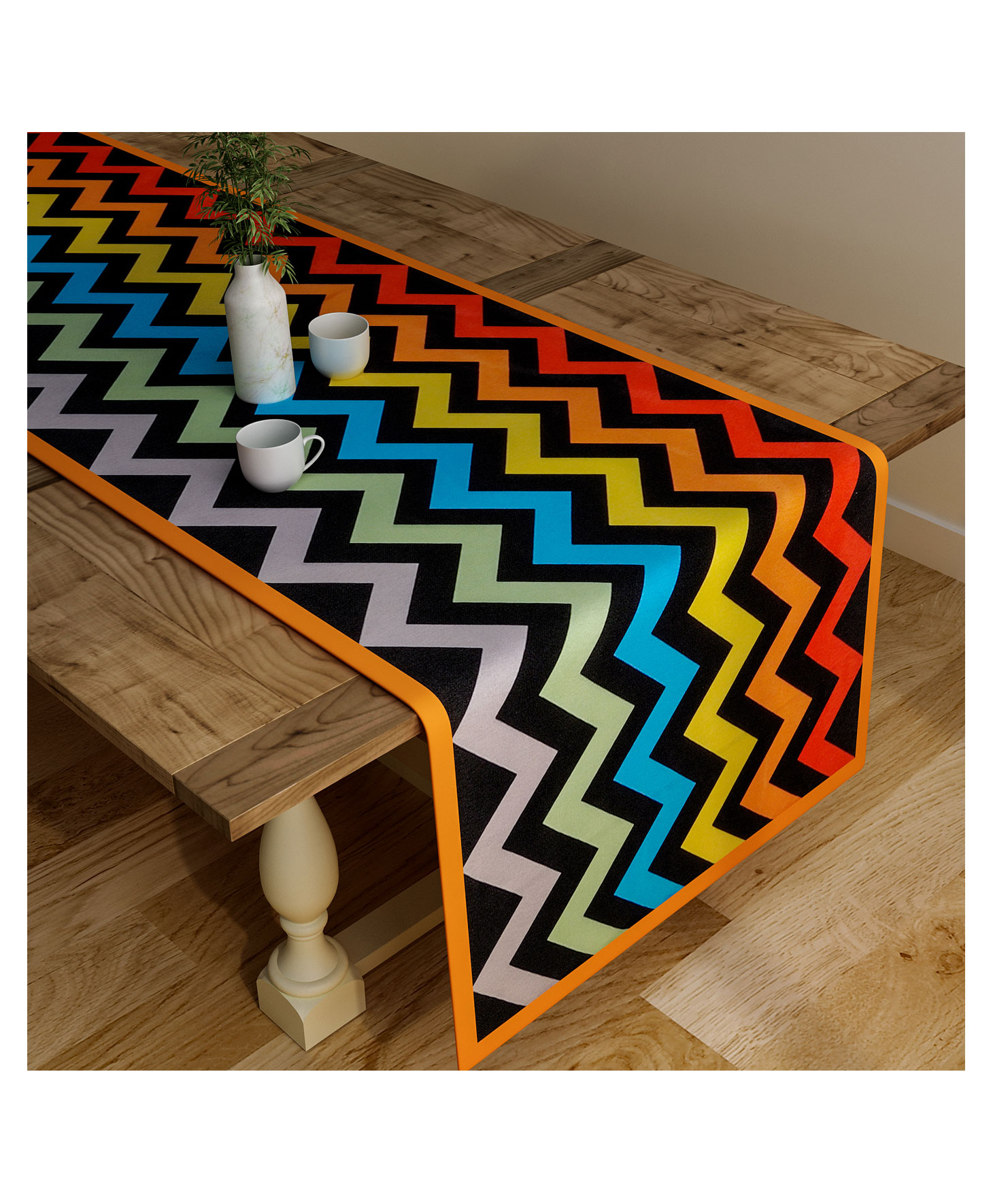SEJ by Nisha Gupta Geometric Black Table Runner - Multicolour-image-36