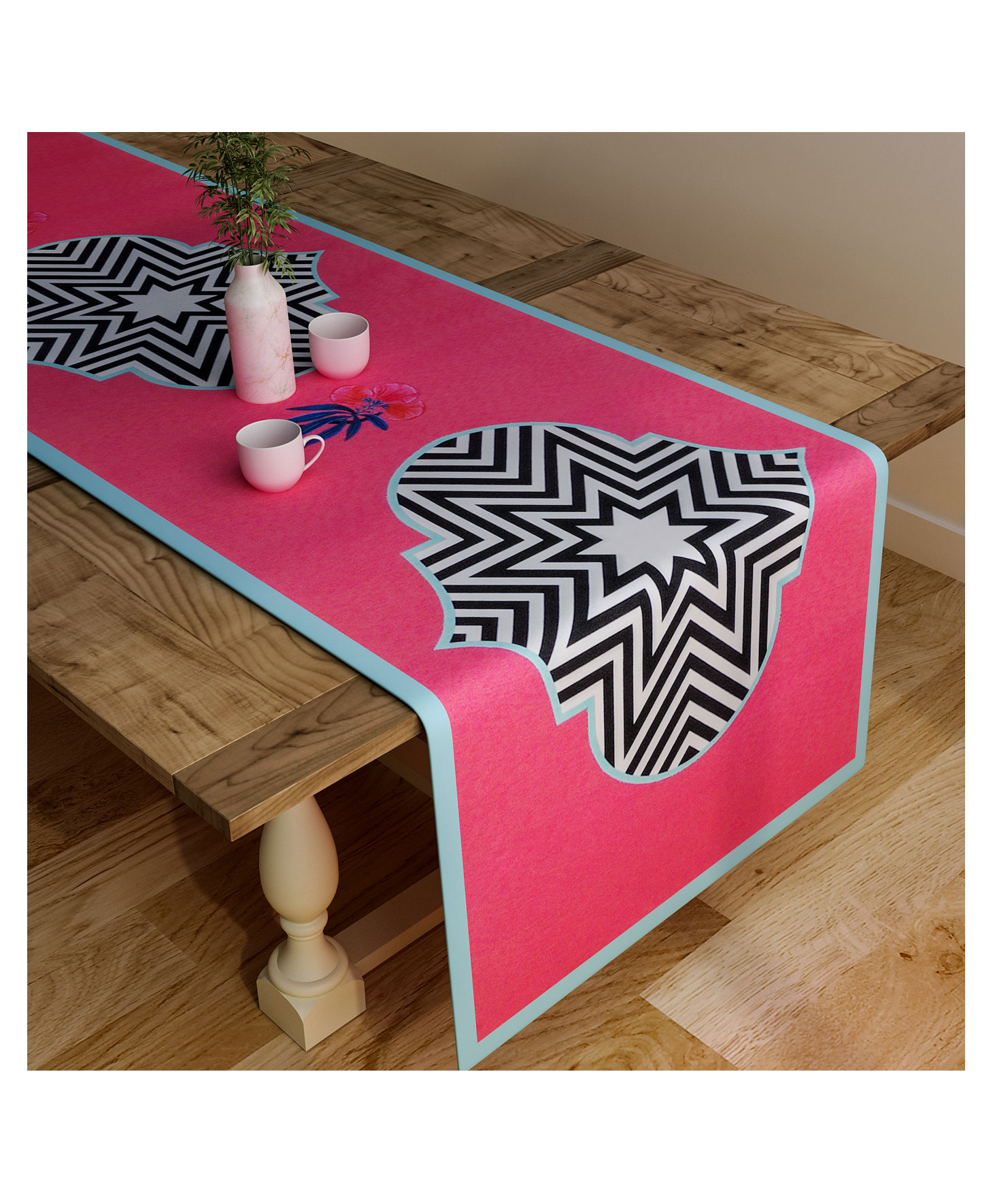 SEJ by Nisha Gupta Floral Pink Table Runner - Pink-picture-38