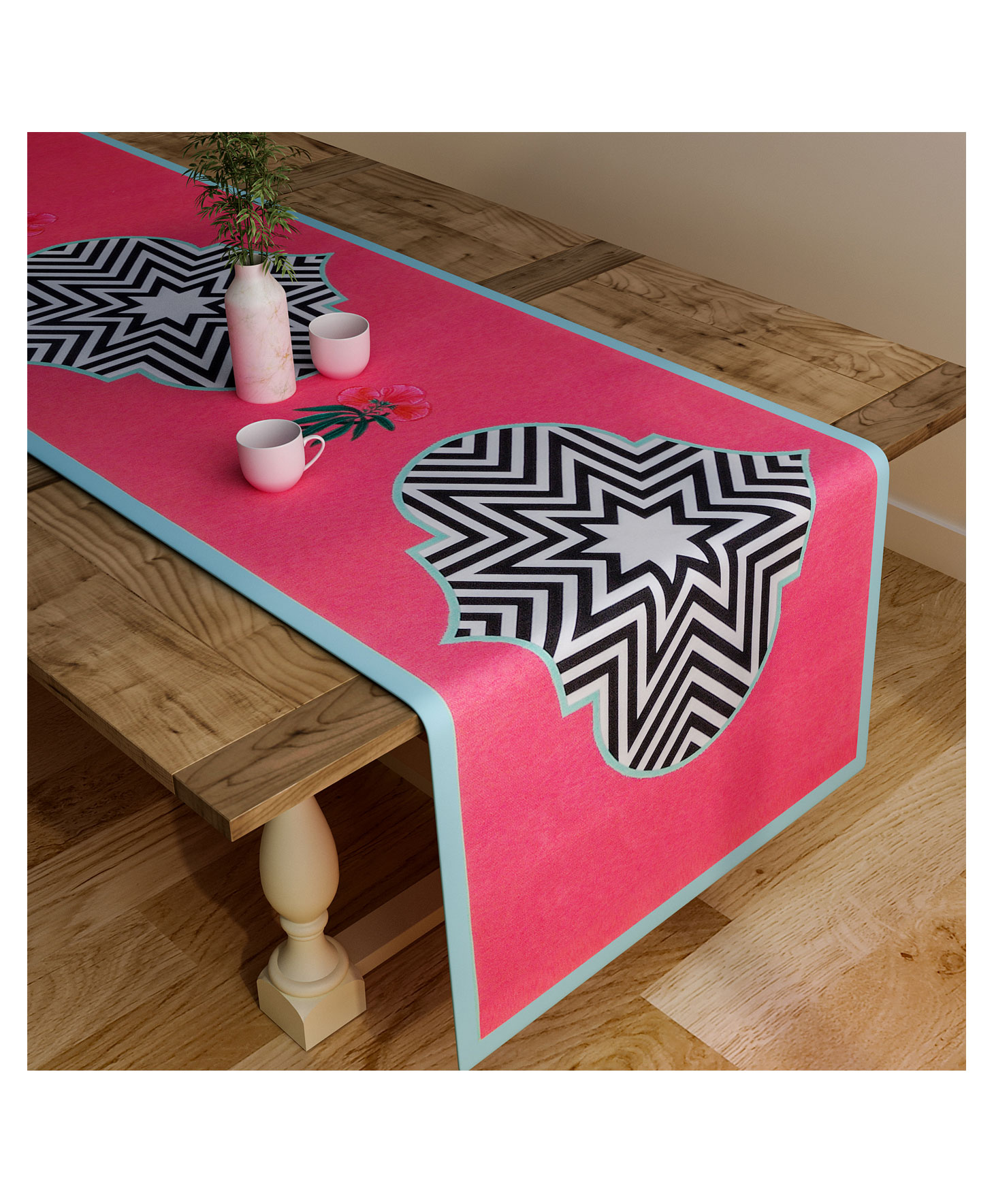 SEJ by Nisha Gupta Floral Pink Table Runner - Pink-picture-36