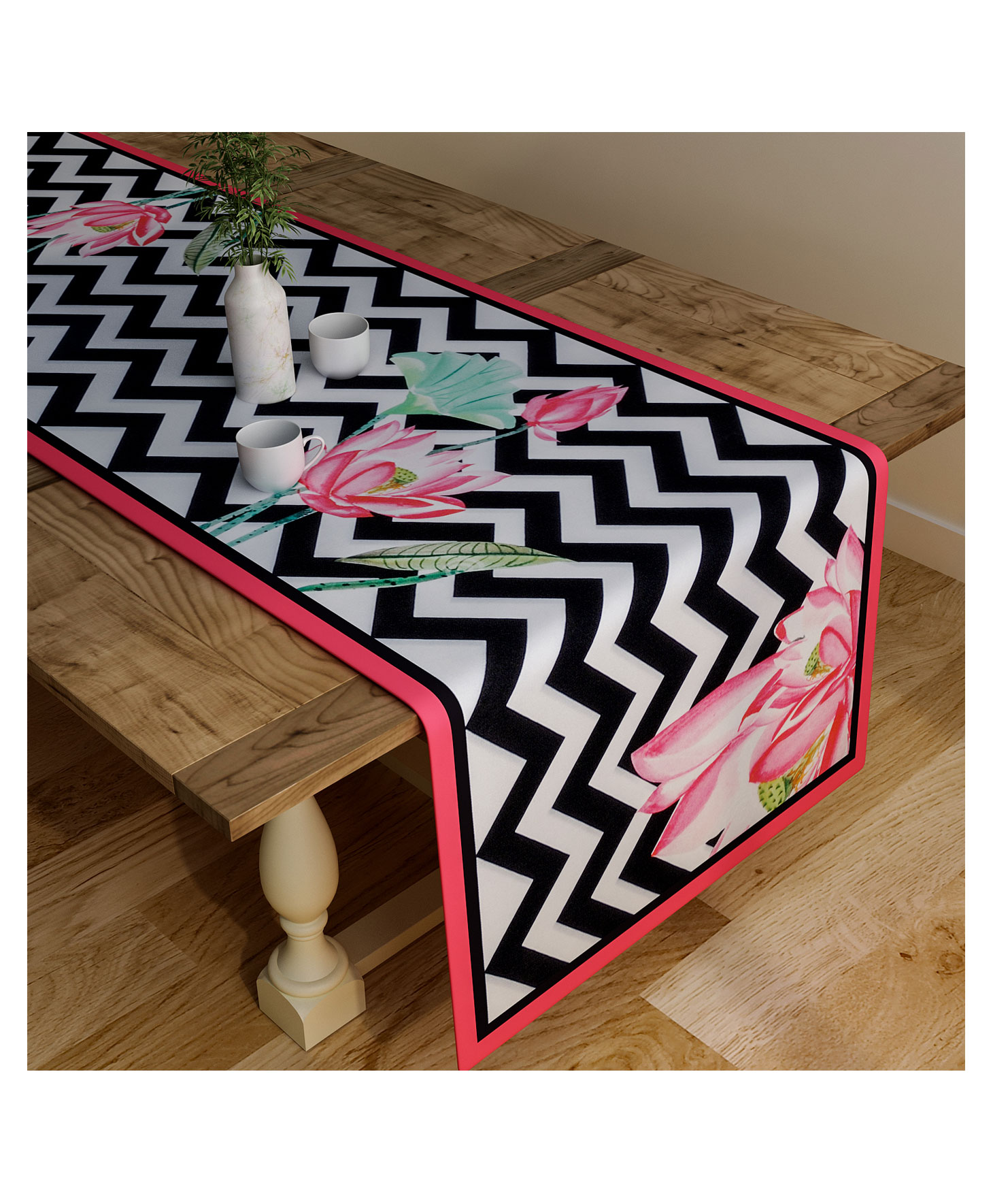SEJ by Nisha Gupta Geometric Black Table Runner - Black-image-24