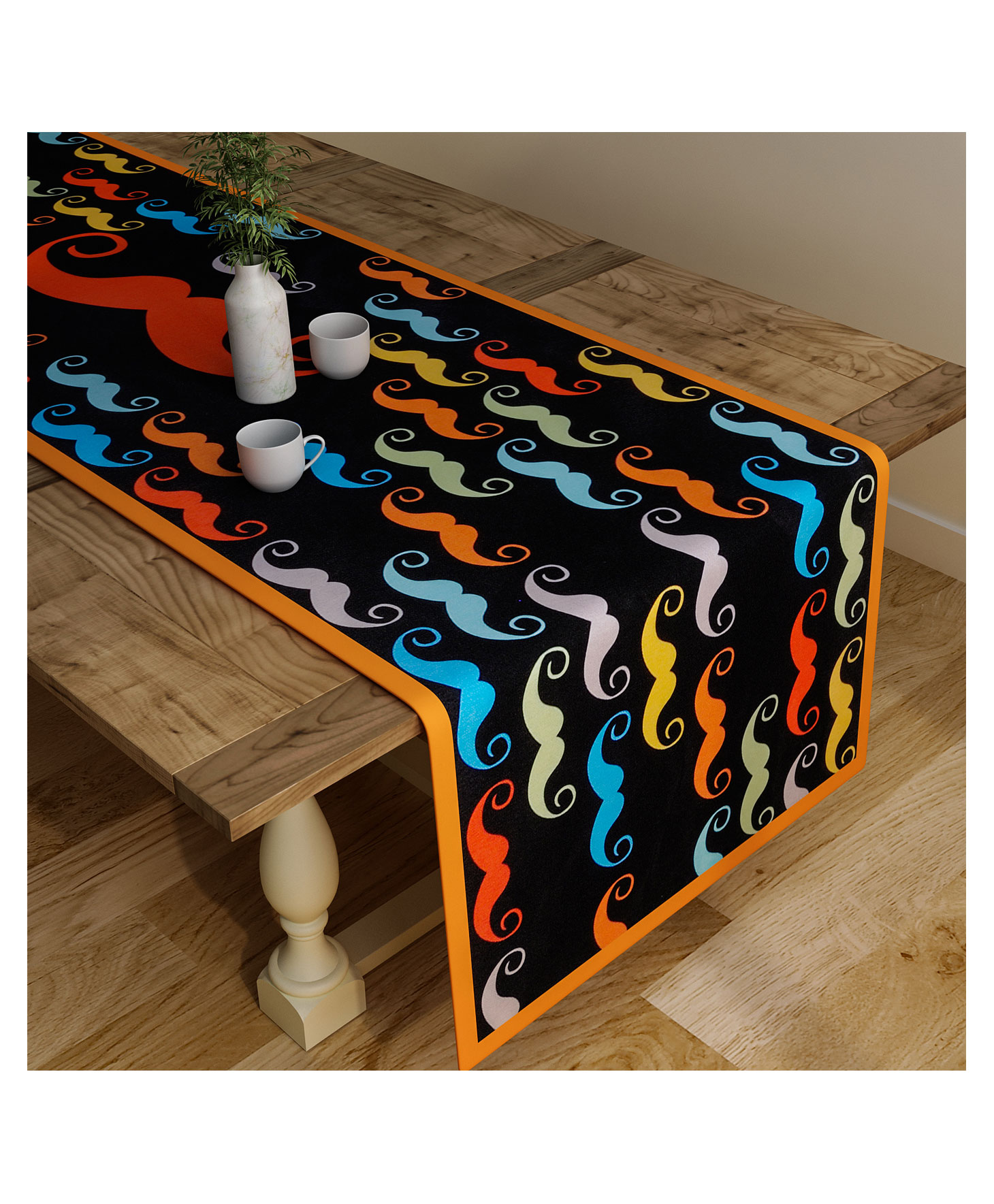 SEJ by Nisha Gupta Abstract Black Table Runner - Black-picture-28