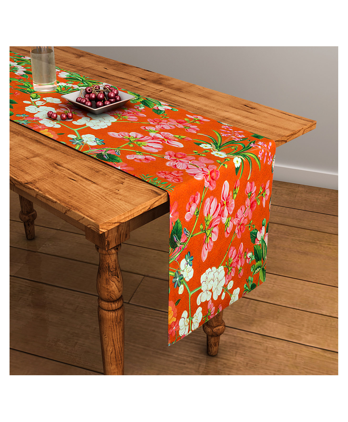 SEJ by Nisha Gupta Floral Orange Table Runner - Orange-image-10