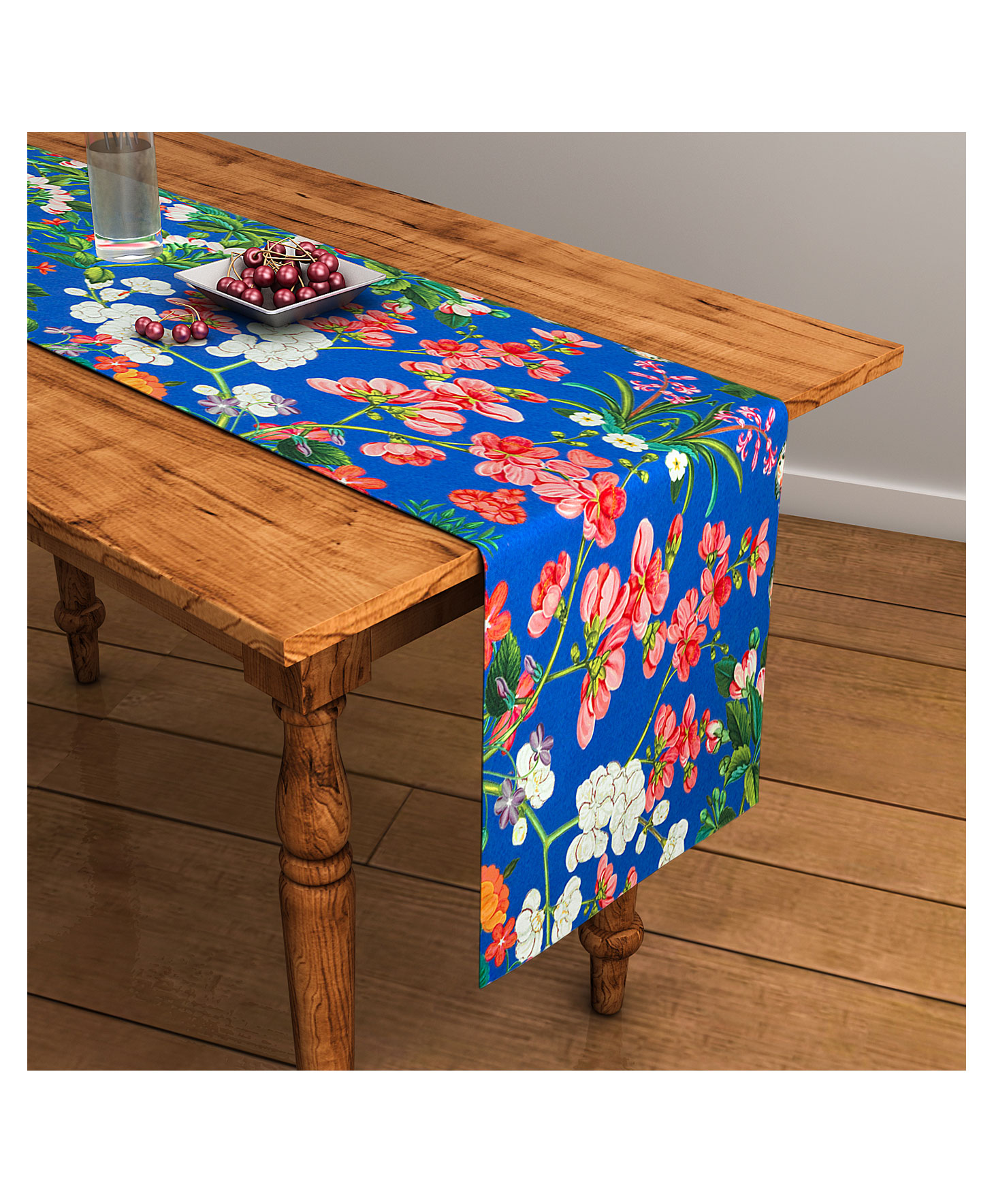 SEJ by Nisha Gupta Floral Blue Table Runner - Blue-picture-26