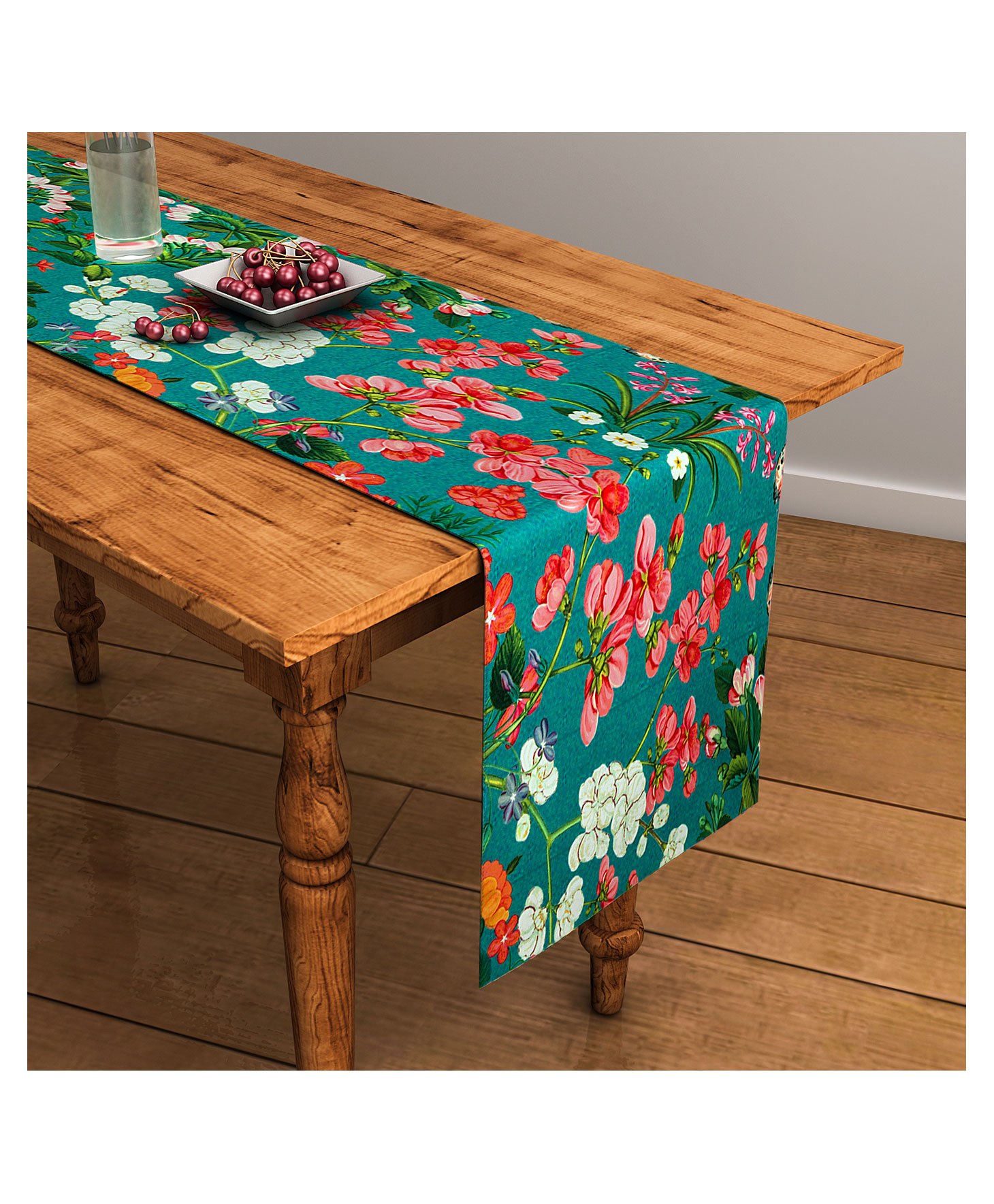 SEJ by Nisha Gupta Floral Green Table Runner - Green-picture-32
