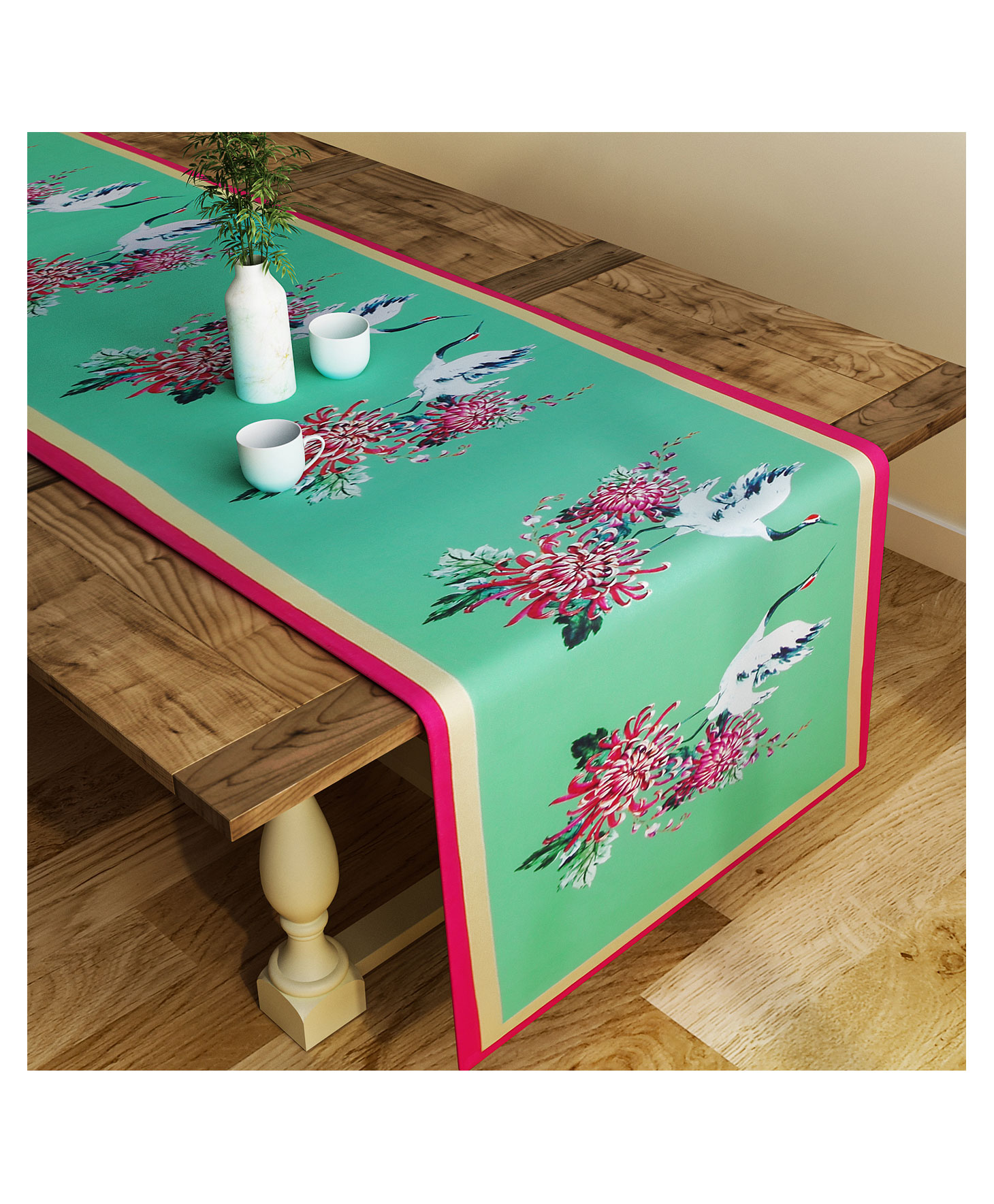 SEJ by Nisha Gupta Abstract Green Table Runner - Green-picture-35